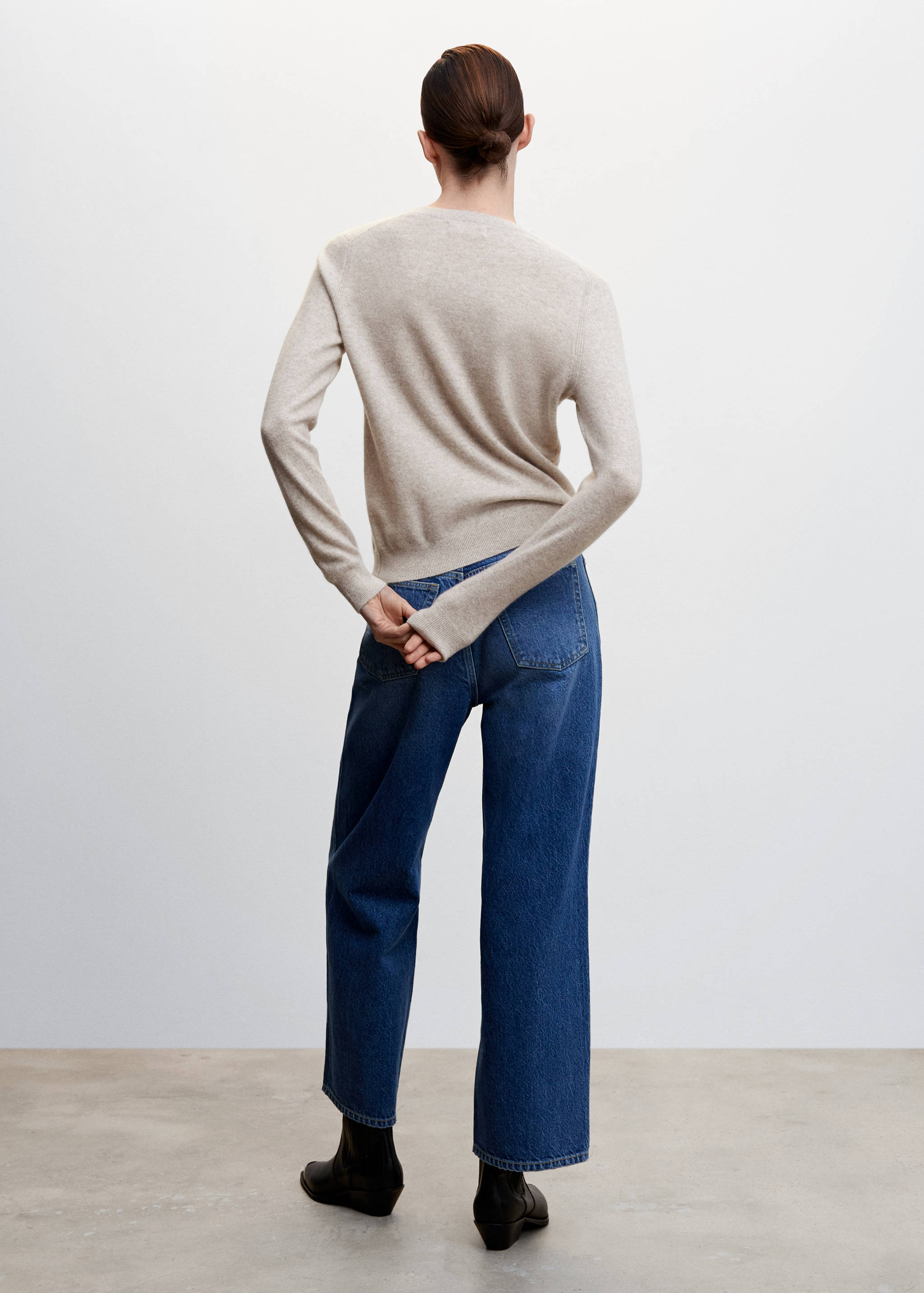 100%羊绒圆领毛衣 - null