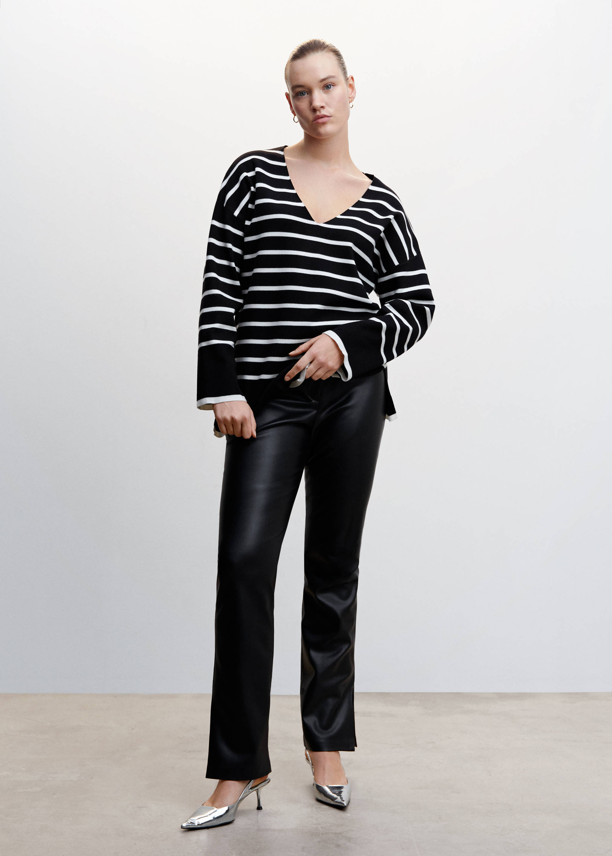 كنزة مخططة كبيرة الحجم - تفاصيل المنتج 3