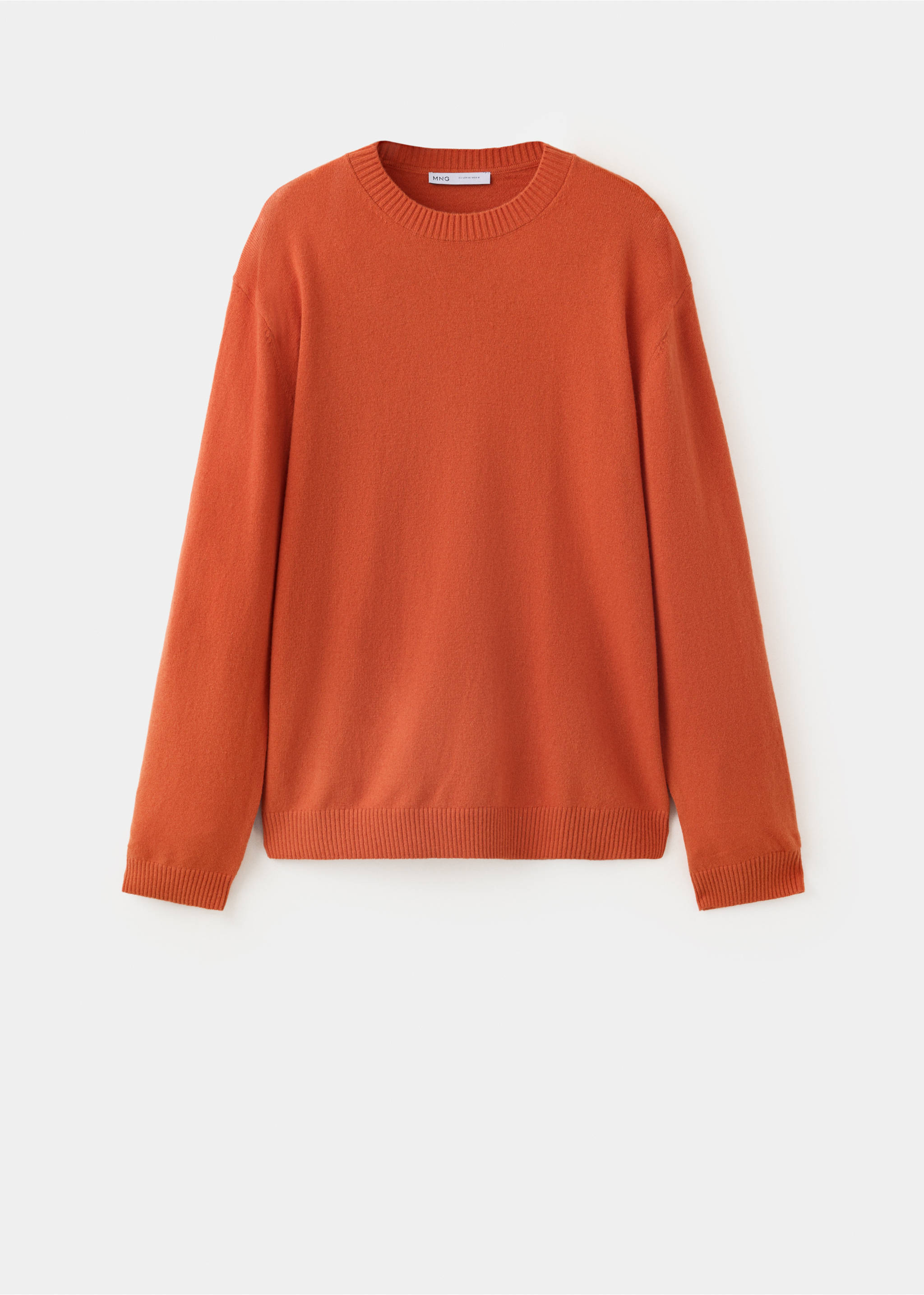 Jersey de cuello redondo en color naranja óxido con remates de canalé., Naranja. Ref: 47021336-00.