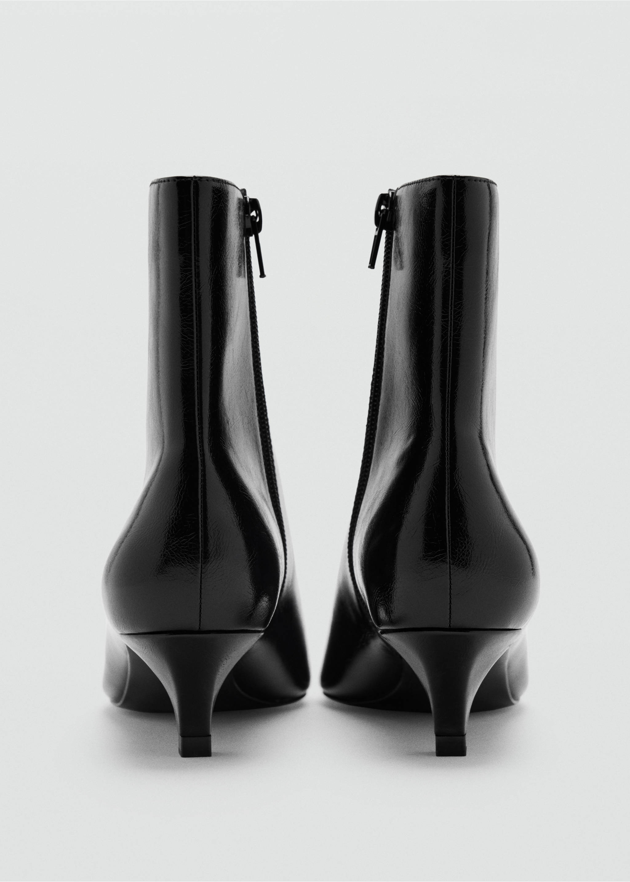 Black patent ankle boots with kitten heels and back view., Black. Ref: 47021337-00.