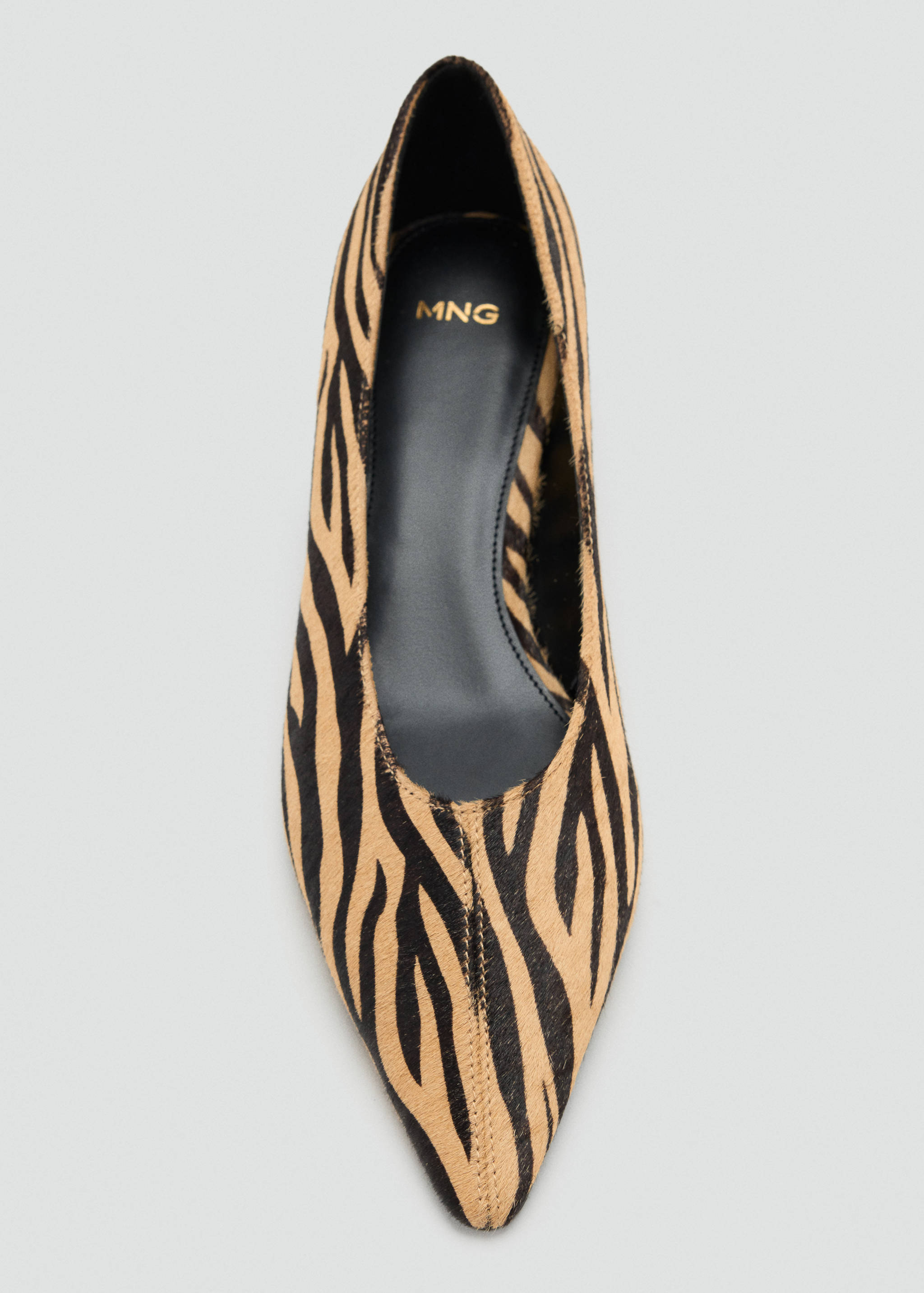 Zebra-print faux-fur pointed flat shoe.