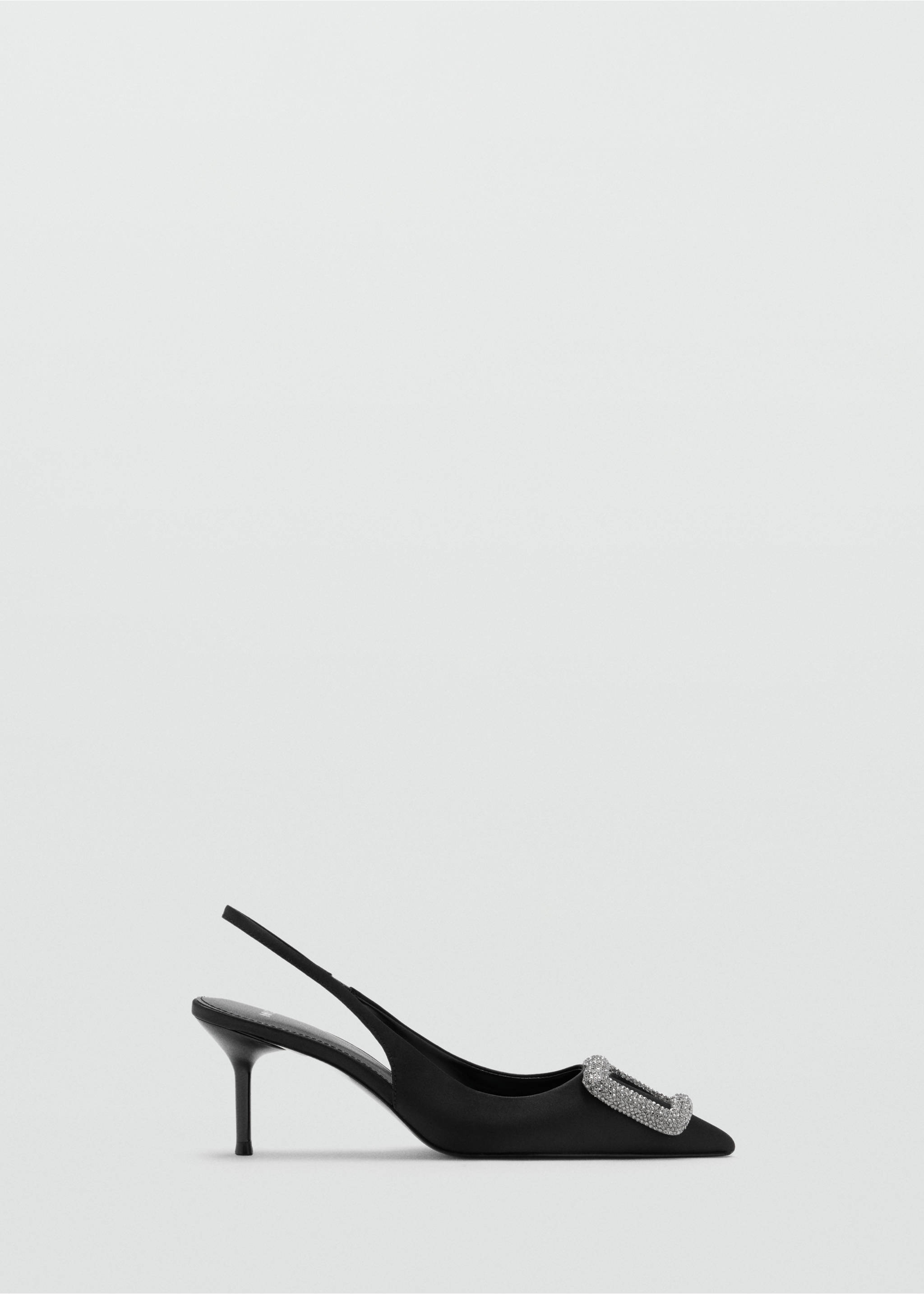Black slingback shoes with a crystal buckle and kitten heel., Black. Ref: 47021353-00.