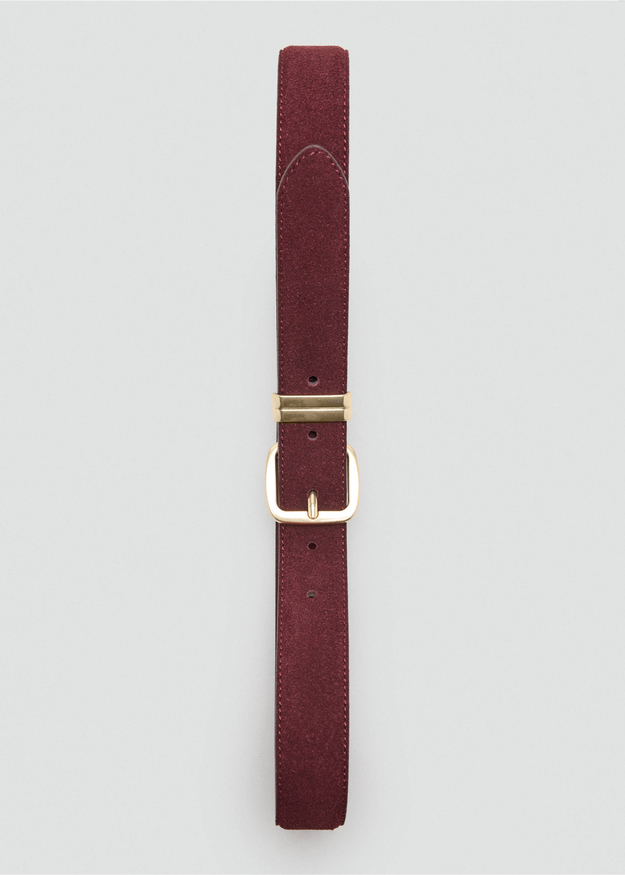 Burgundy suede belt with a gold-coloured metal buckle, Burgundy. Ref: 47021358-00.