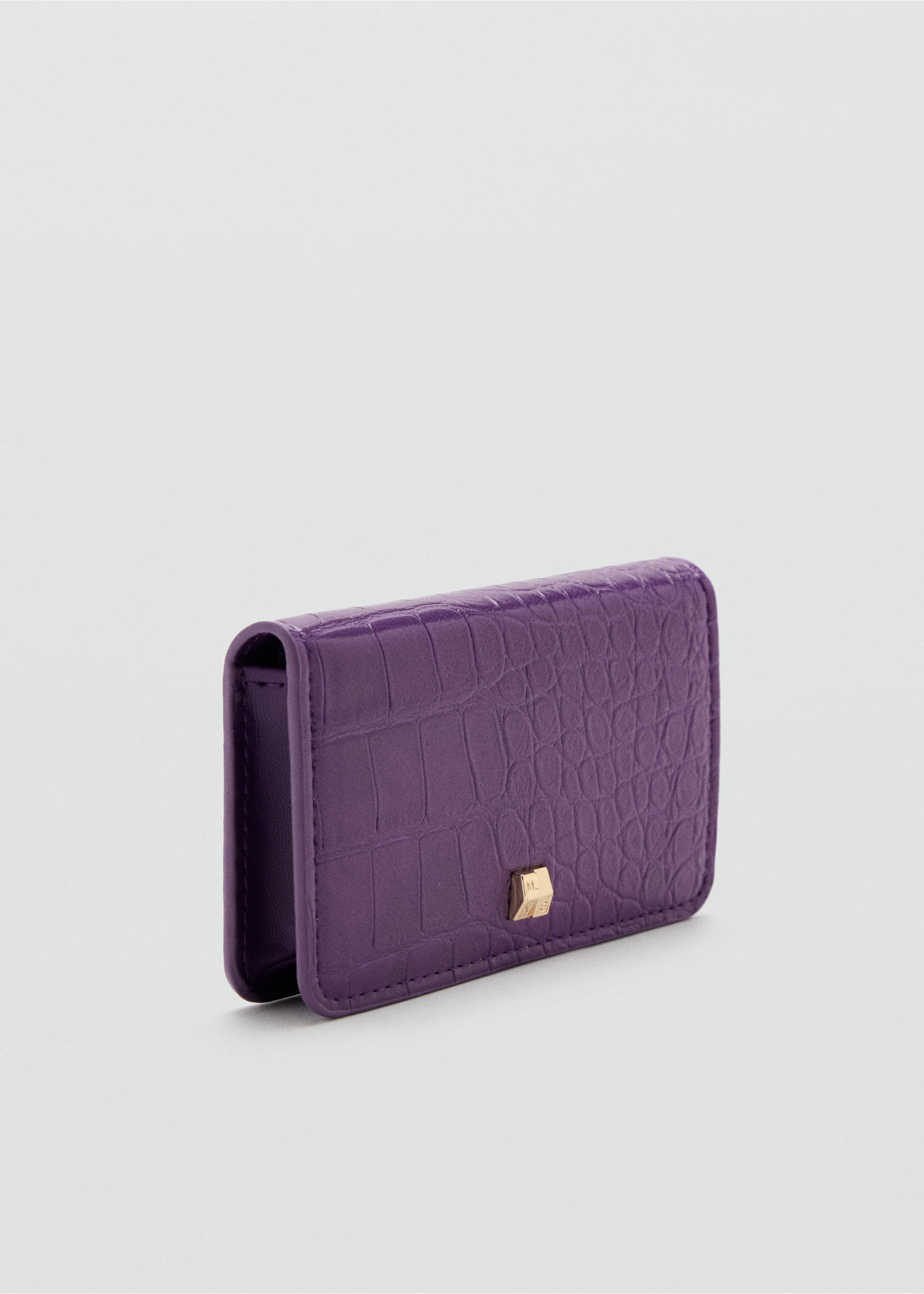 Purple crocodile-embossed wallet in a three-quarter view, Purple. Ref: 47021396-00.