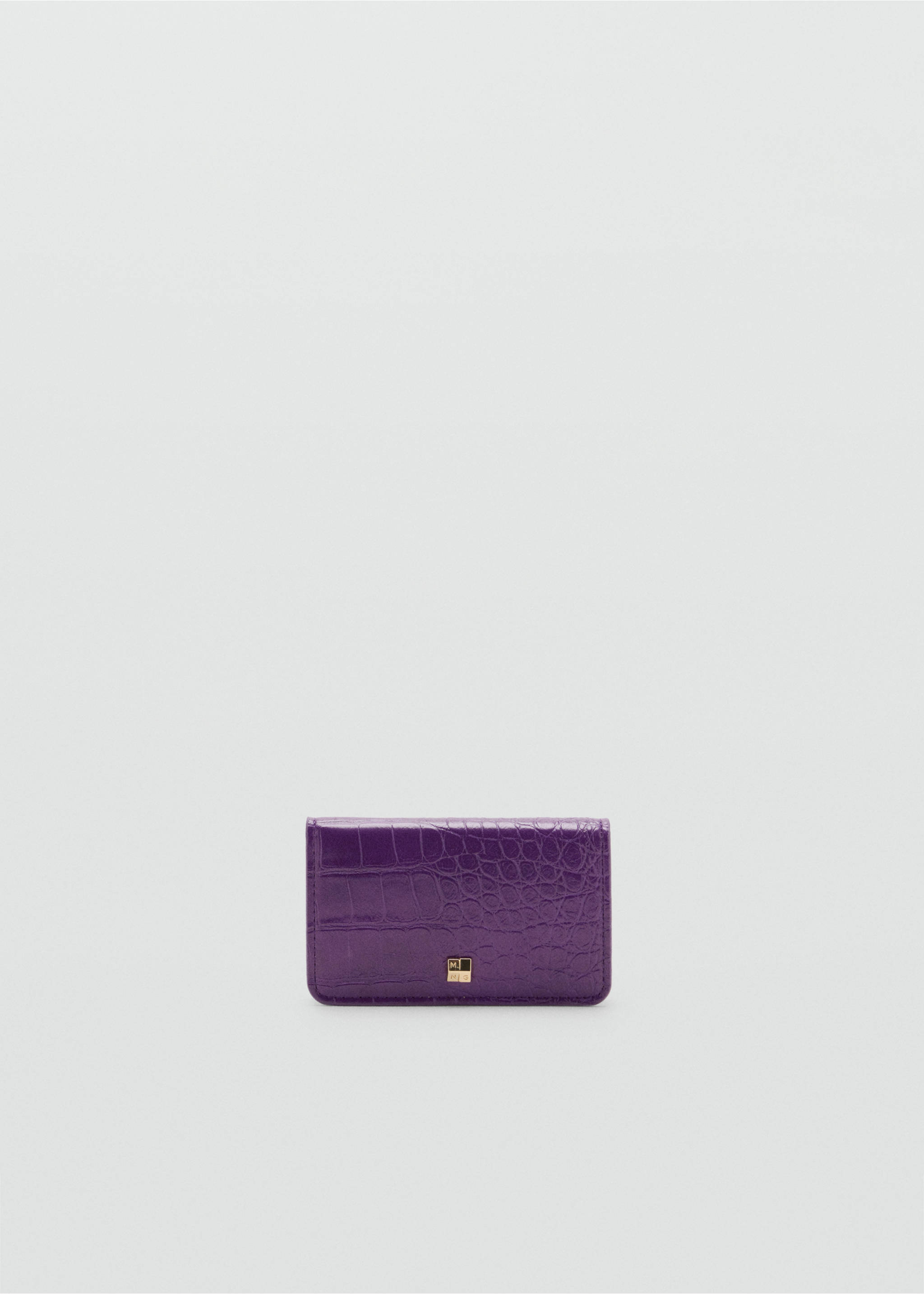 Purple crocodile-effect wallet with a small metallic logo plaque., Purple. Ref: 47021396-00.