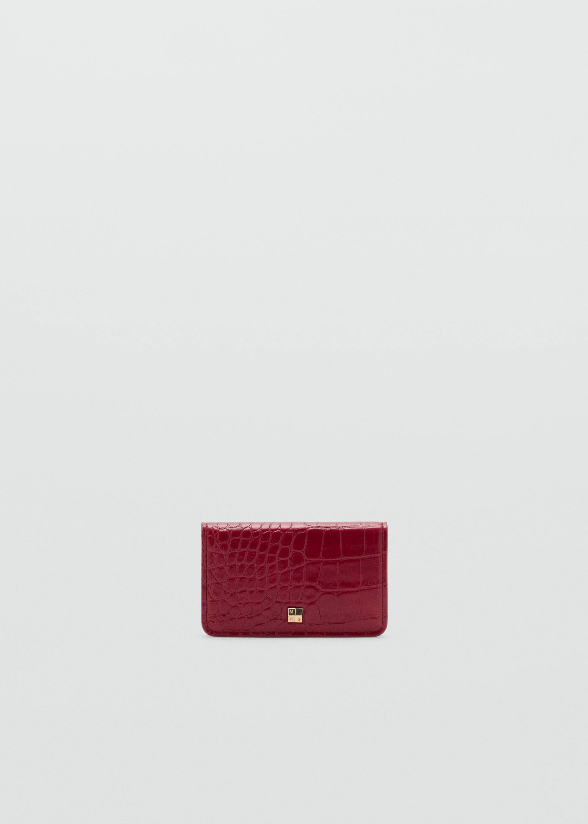 Red crocodile-effect wallet with a gold logo plaque., Red. Ref: 47021396-00.