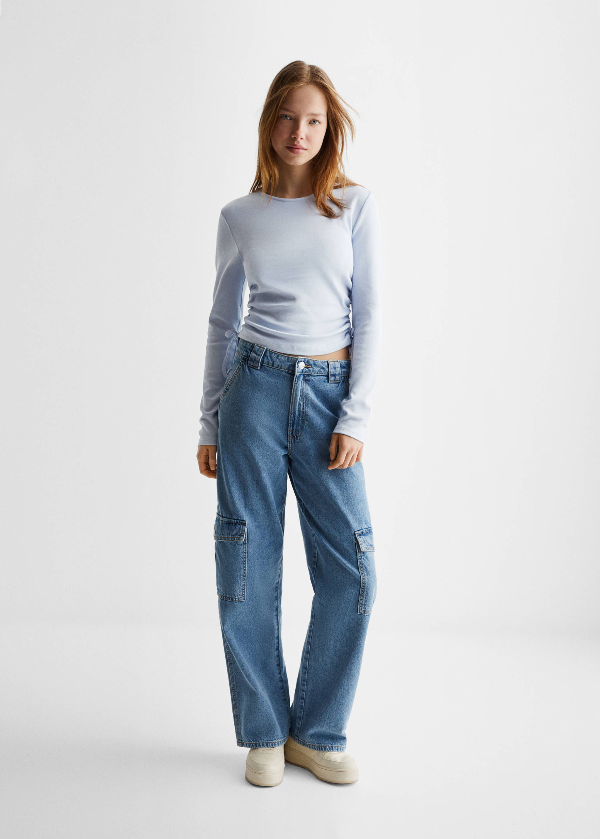 Ruched detail knitted t-shirt - General plane