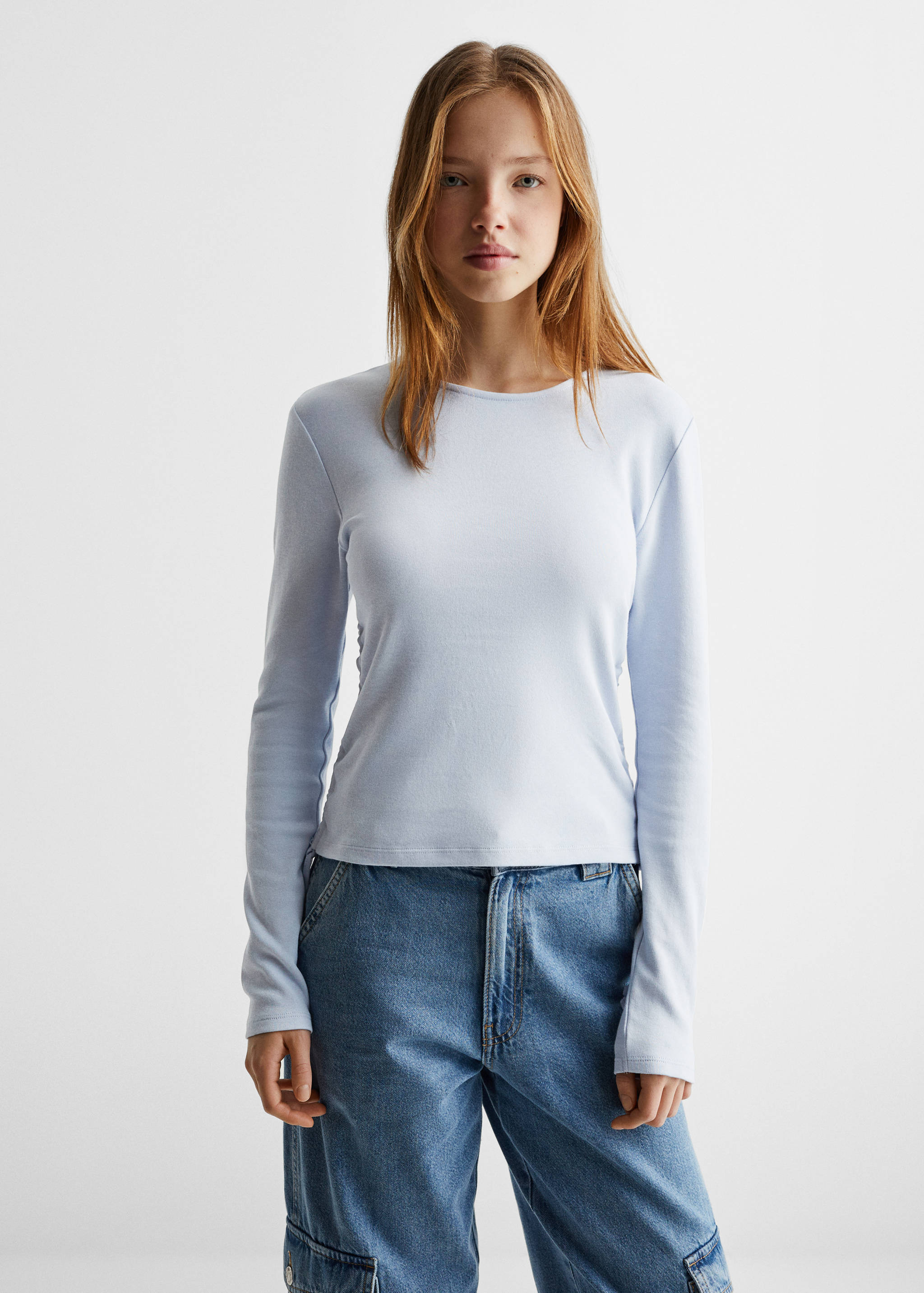 Ruched detail knitted t-shirt - Medium plane