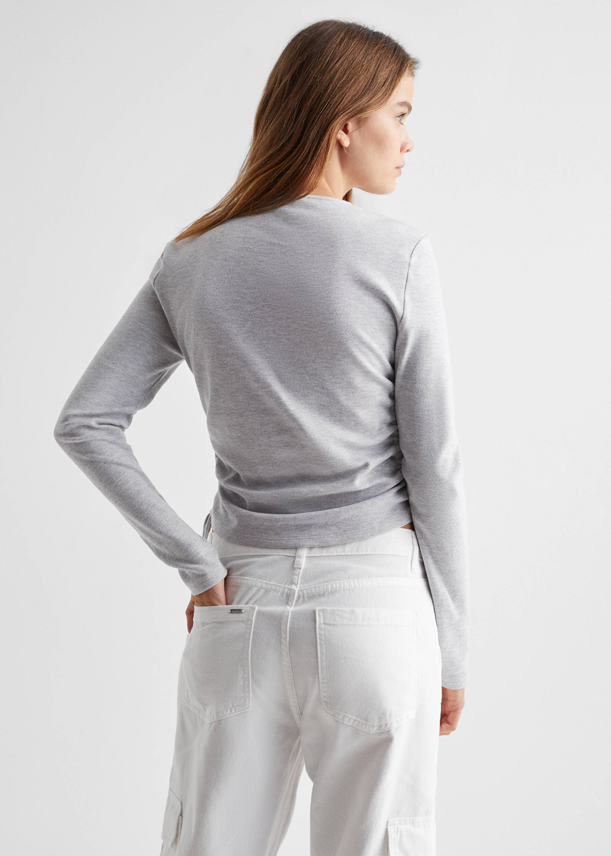 Ruched detail knitted t-shirt - Reverse of the article