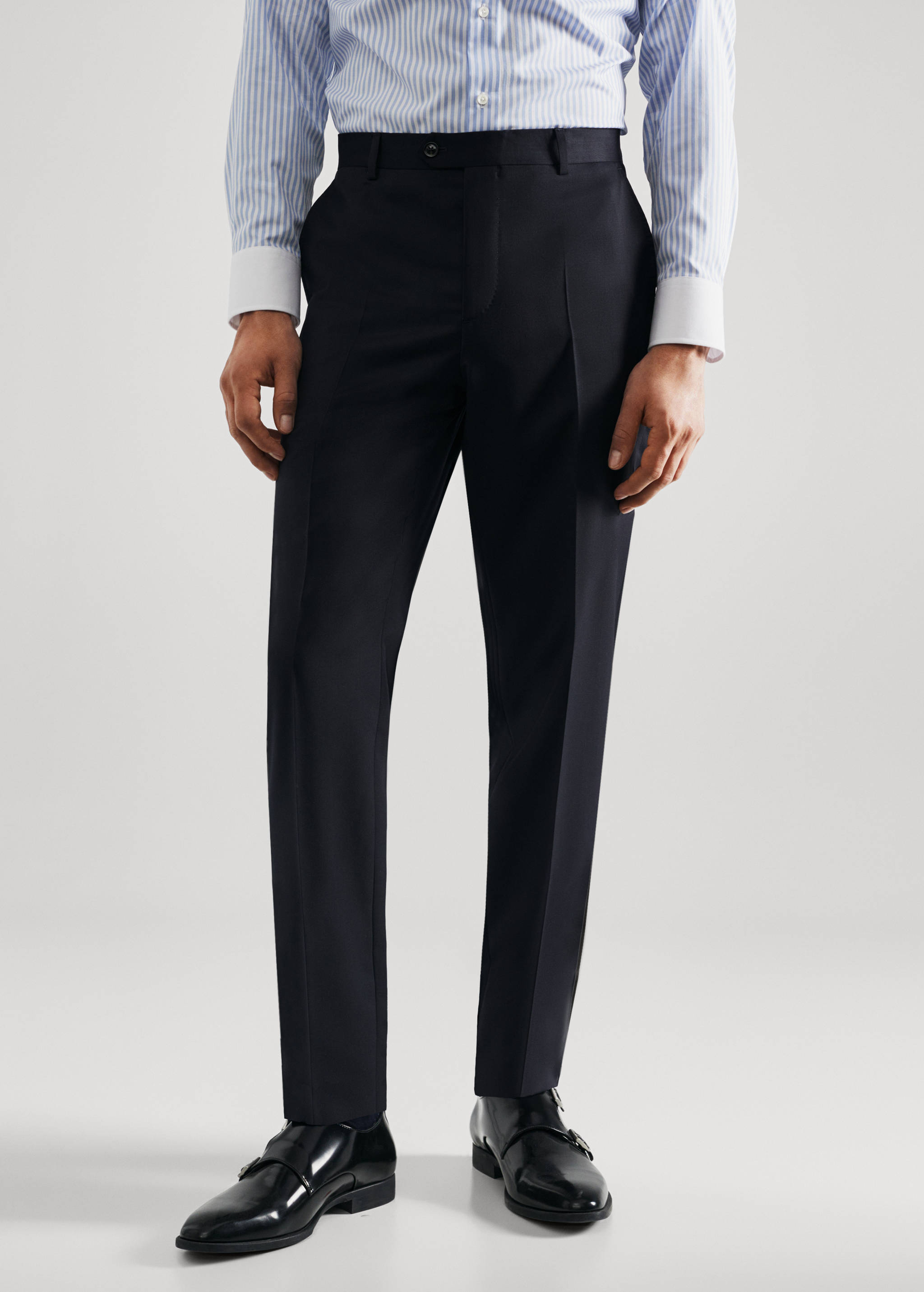 Slim fit virgin wool suit trousers - Medium plane