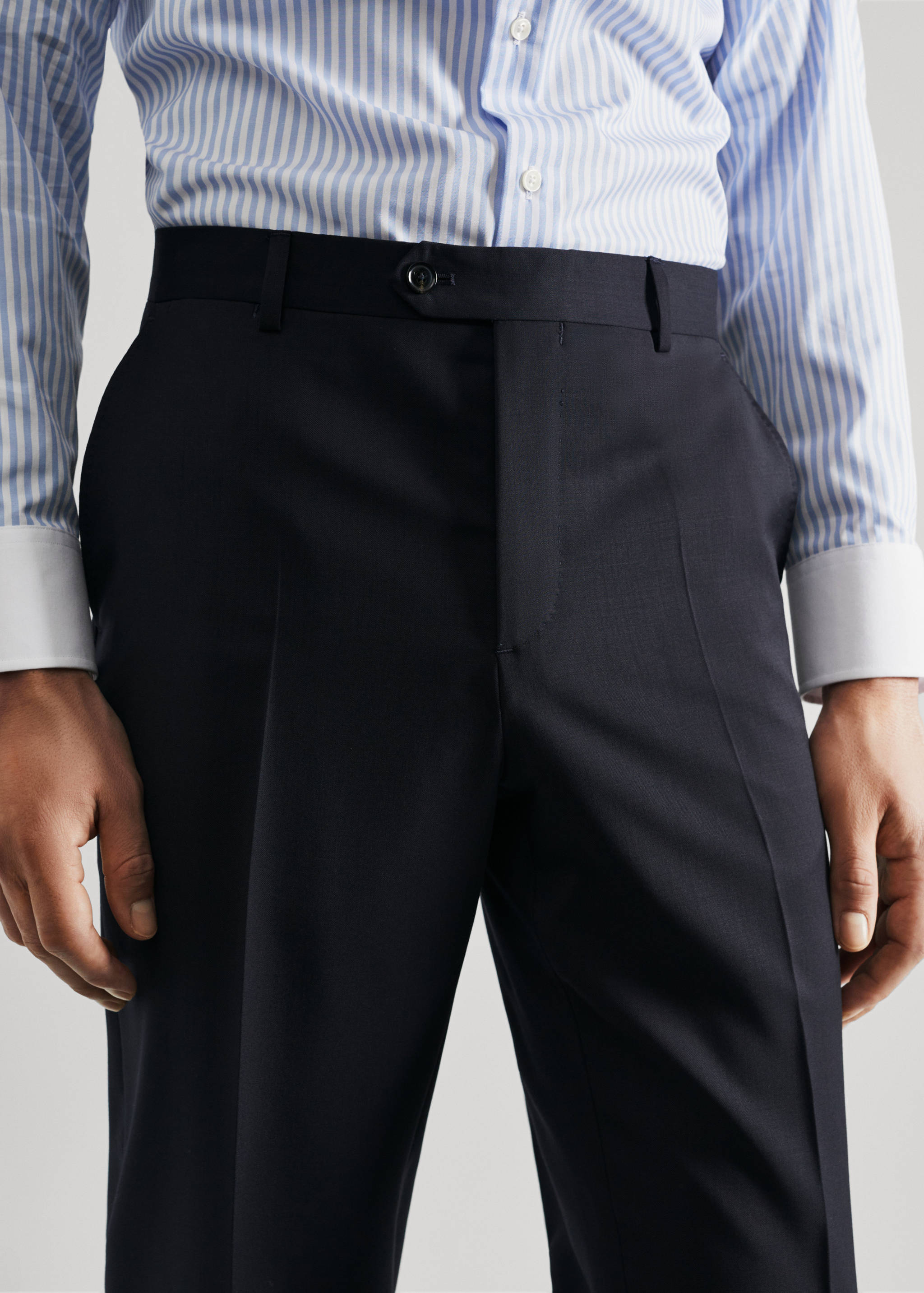 Slim fit virgin wool suit trousers - Details of the article 1
