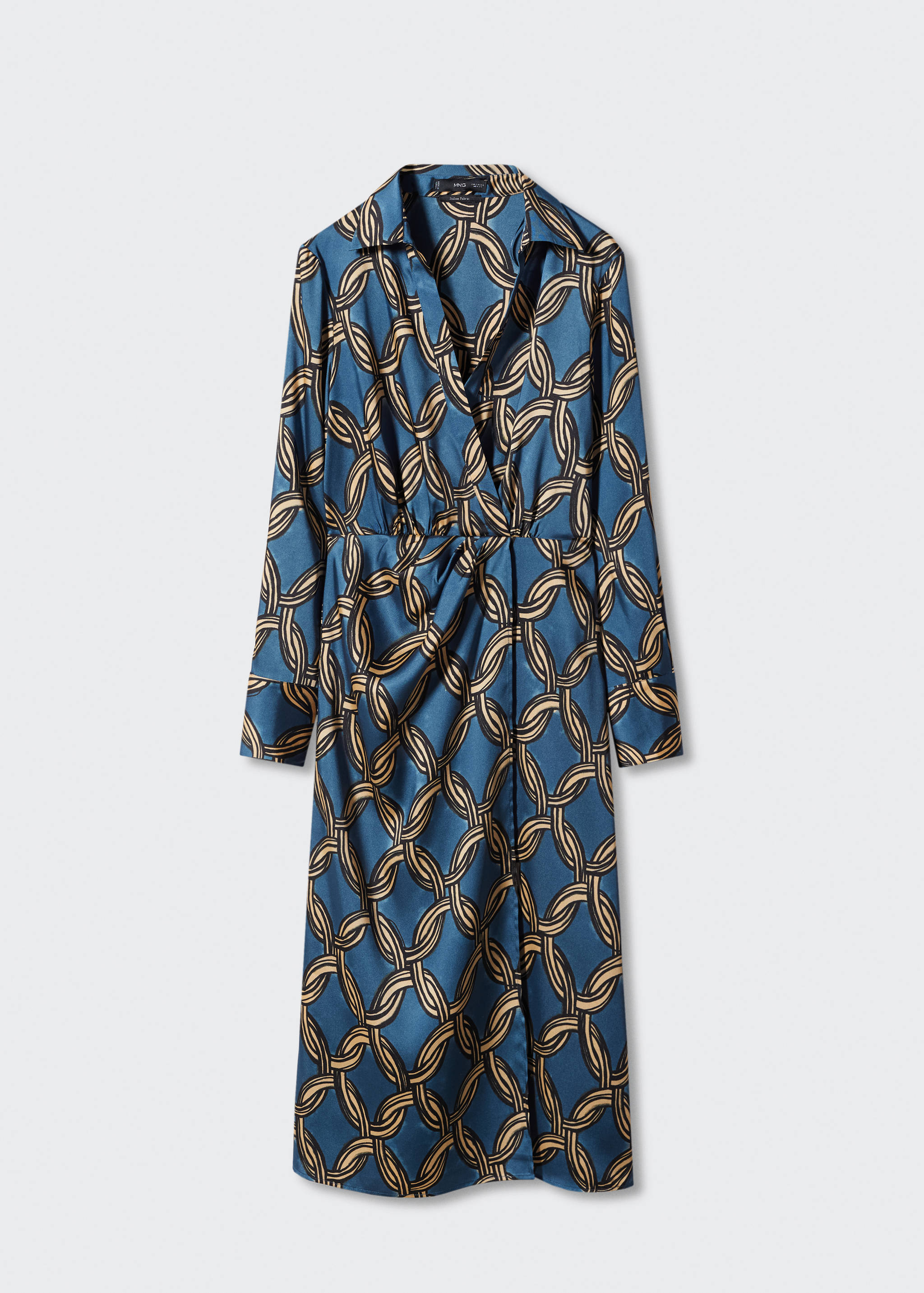 细链印花中筒连衣裙 - null