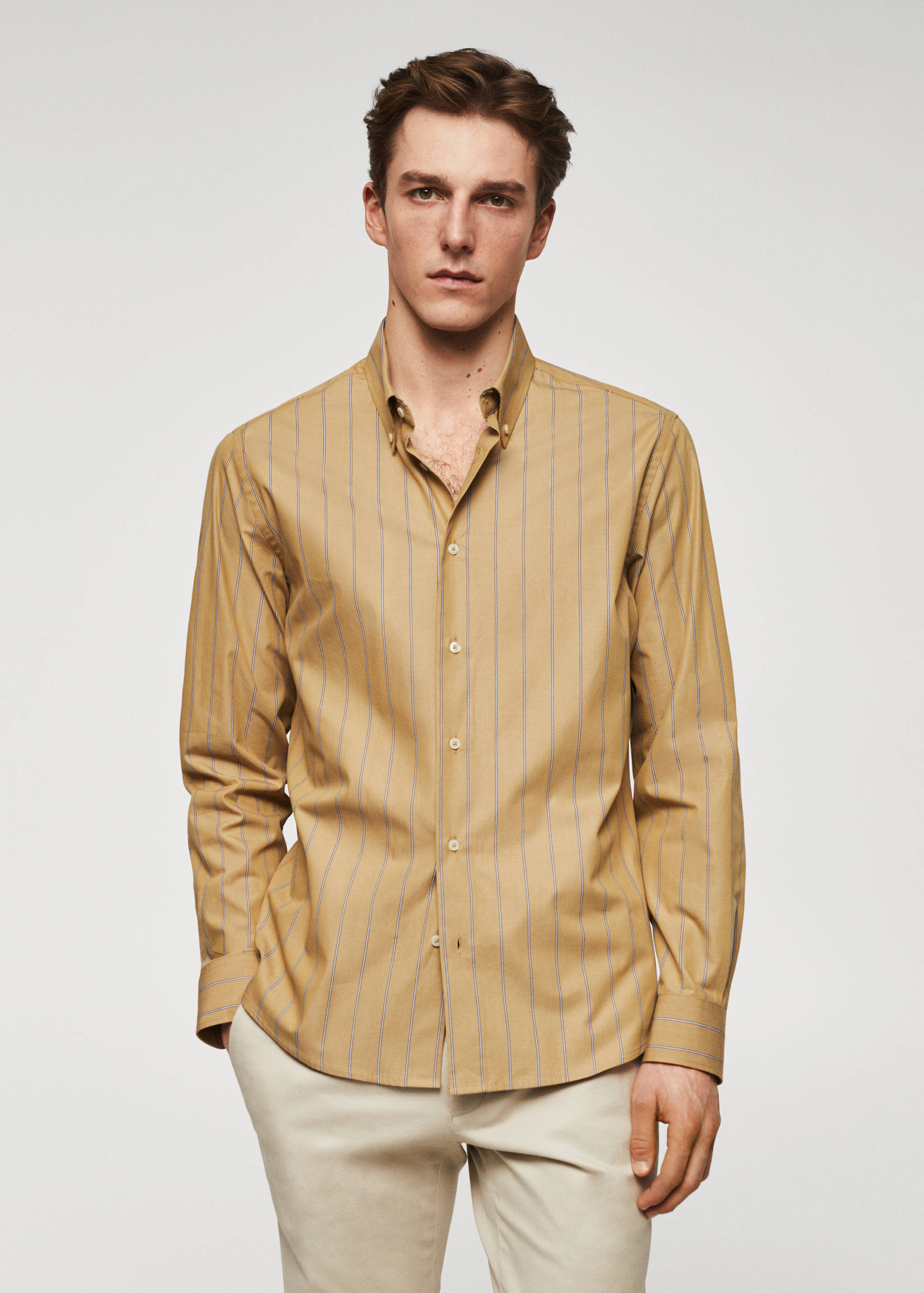 Chemise habillée coton rayures - Plan moyen