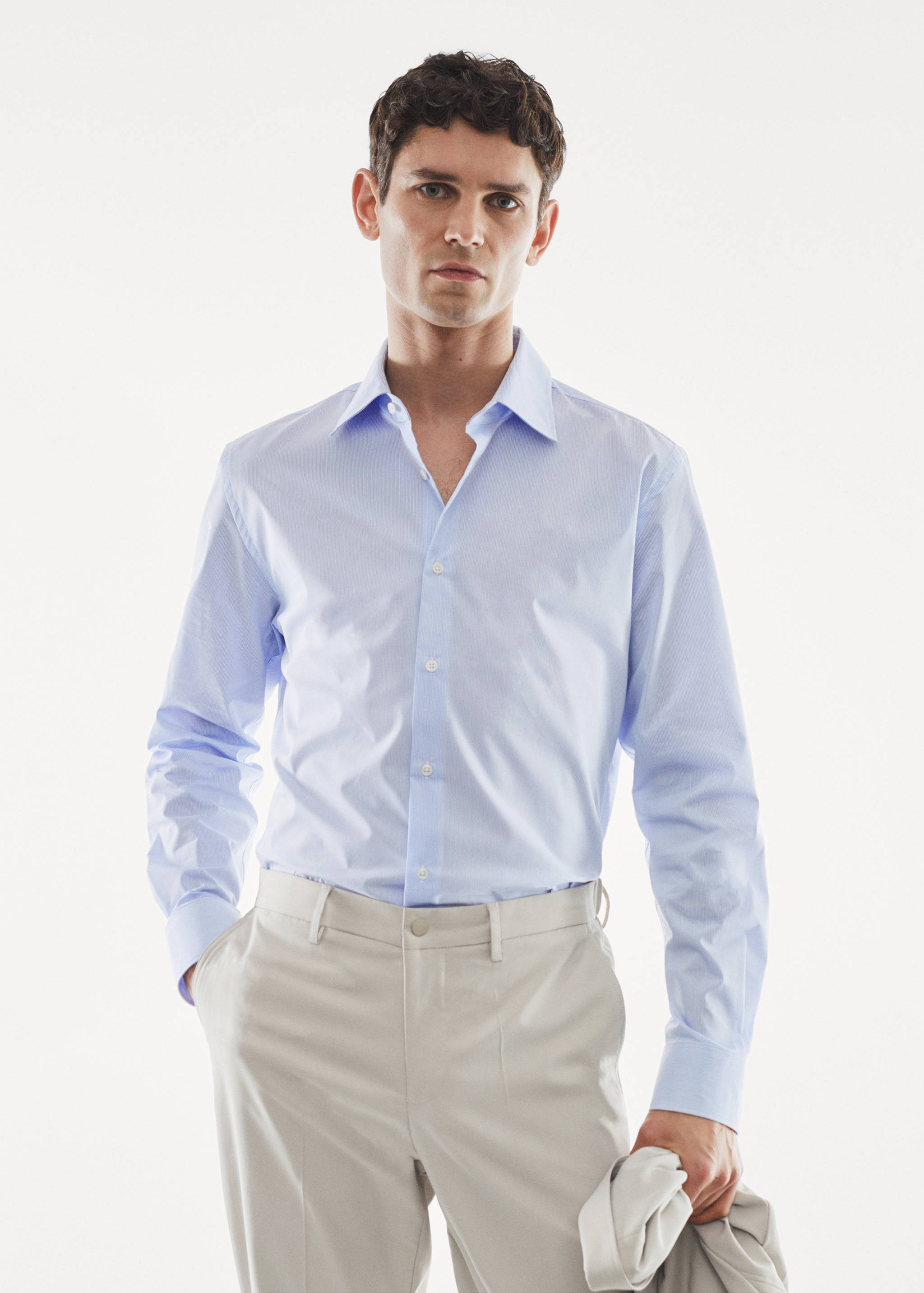 قميص قطن مخطط مجسم - رؤية وسط