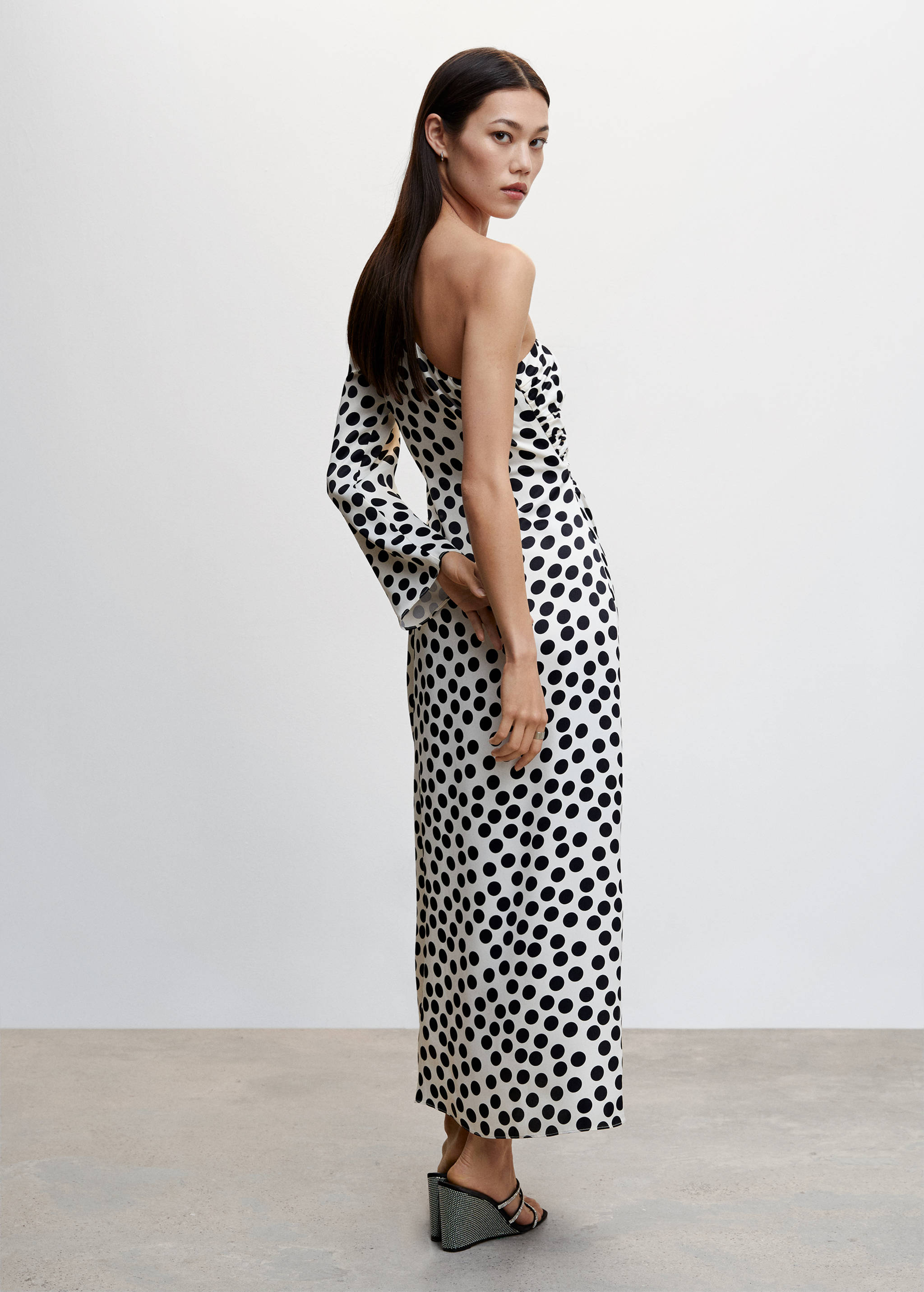 polka dot asymmetrical dress Down With Love Asymmetrical Midi Dress Black | White Polka DOT | Black | White Polka DOT | Womens