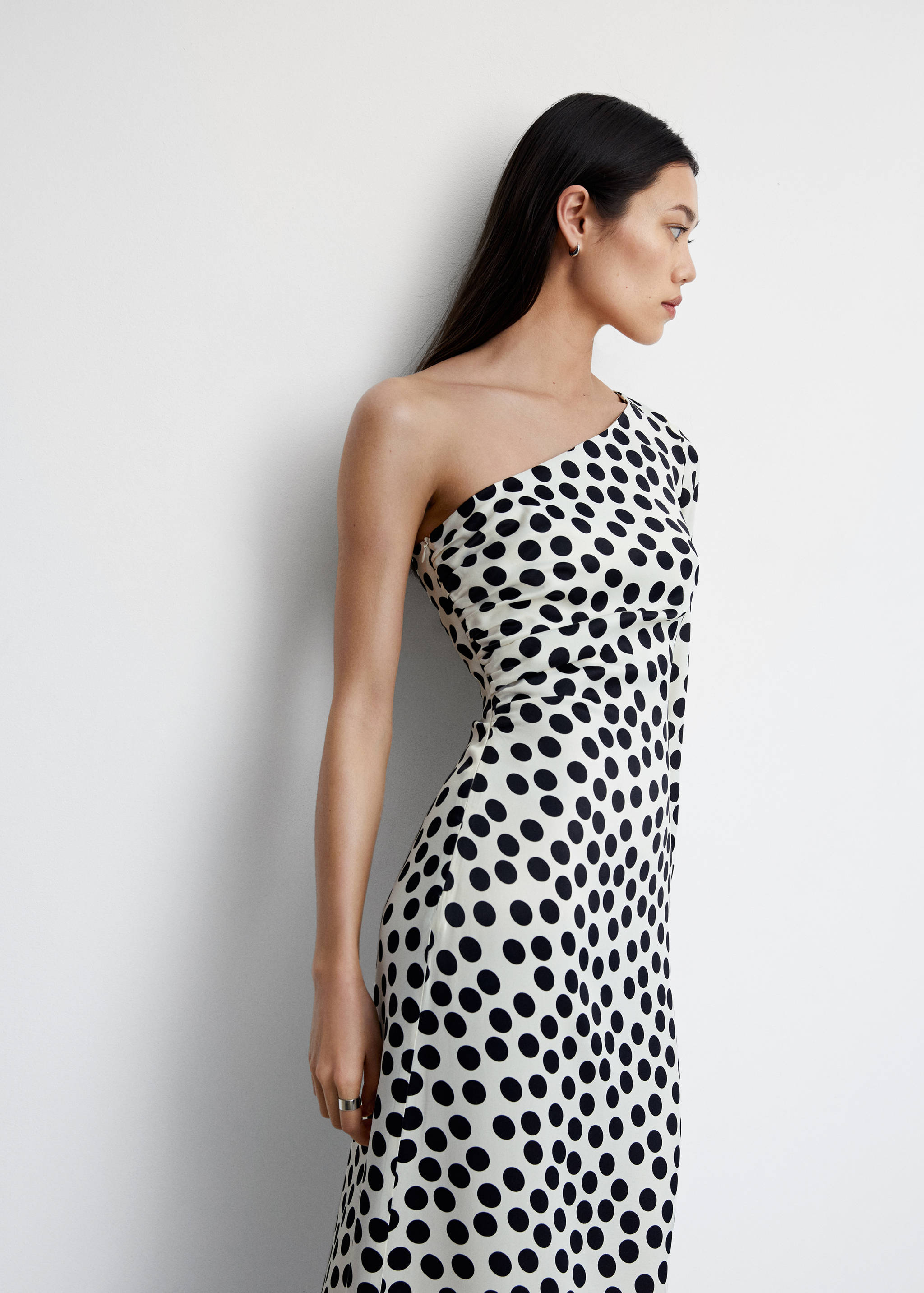 polka dot asymmetrical dress Minimalist Polka Dot Asymmetric Mini Dress main image 0