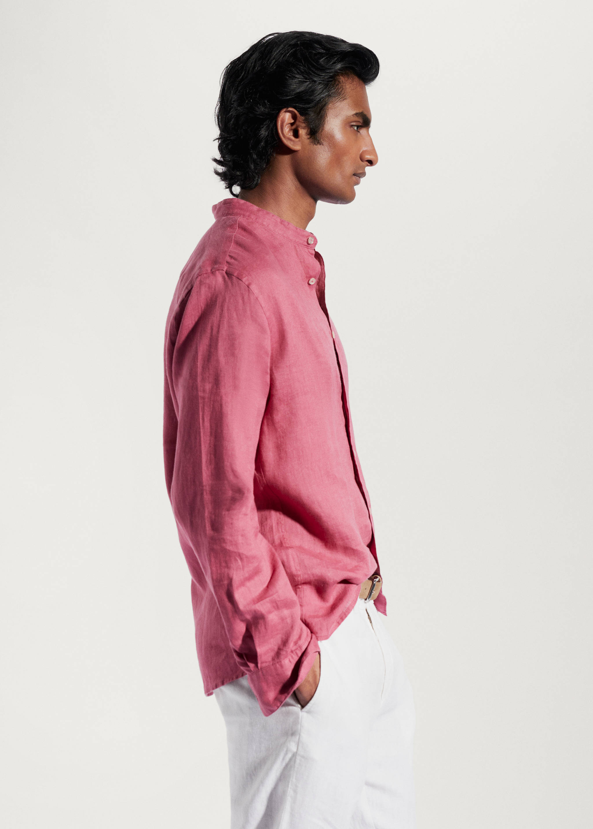 100%亚麻立领衬衫 - null