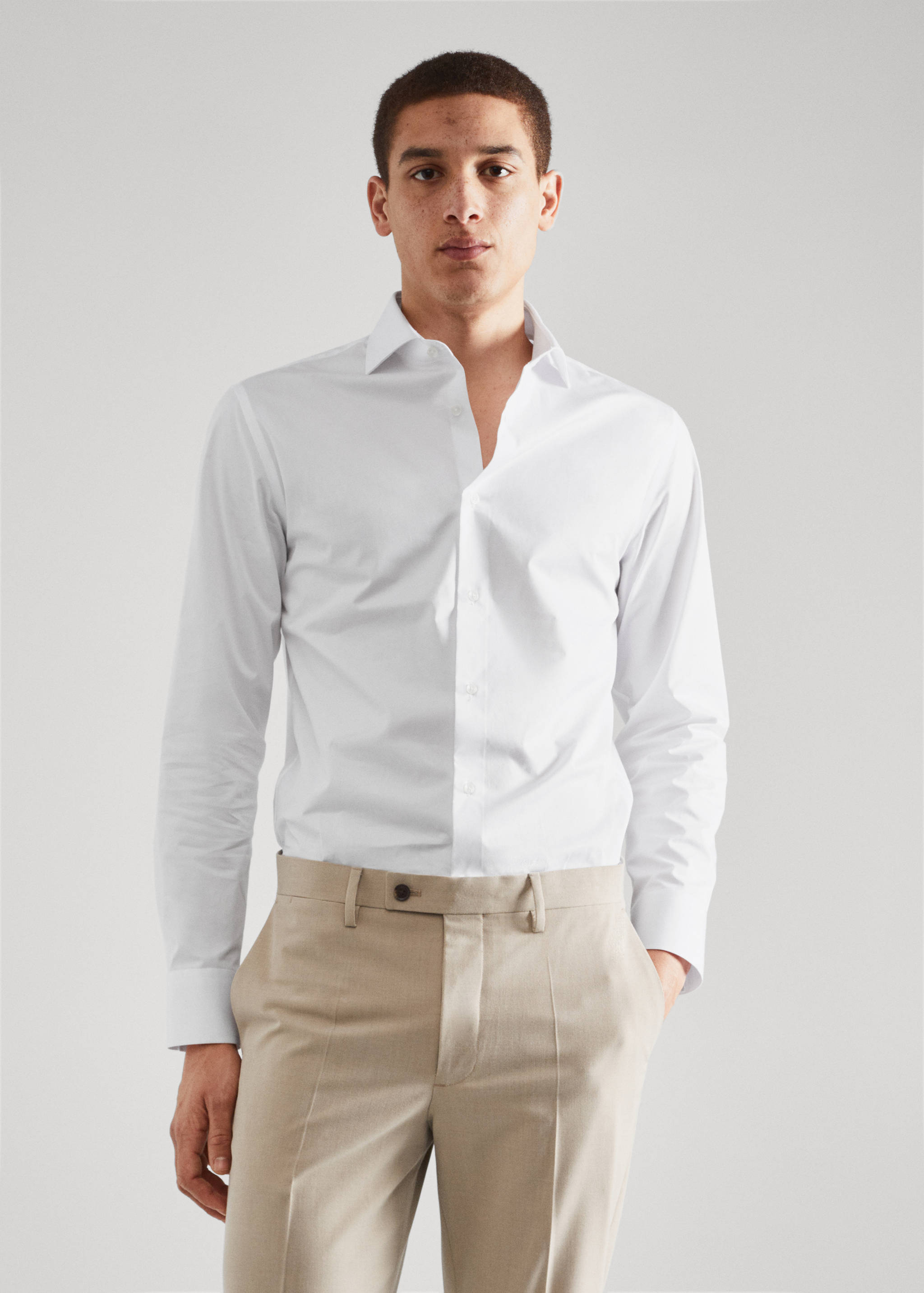 Slim fit cotton suit shirt - Medium plane