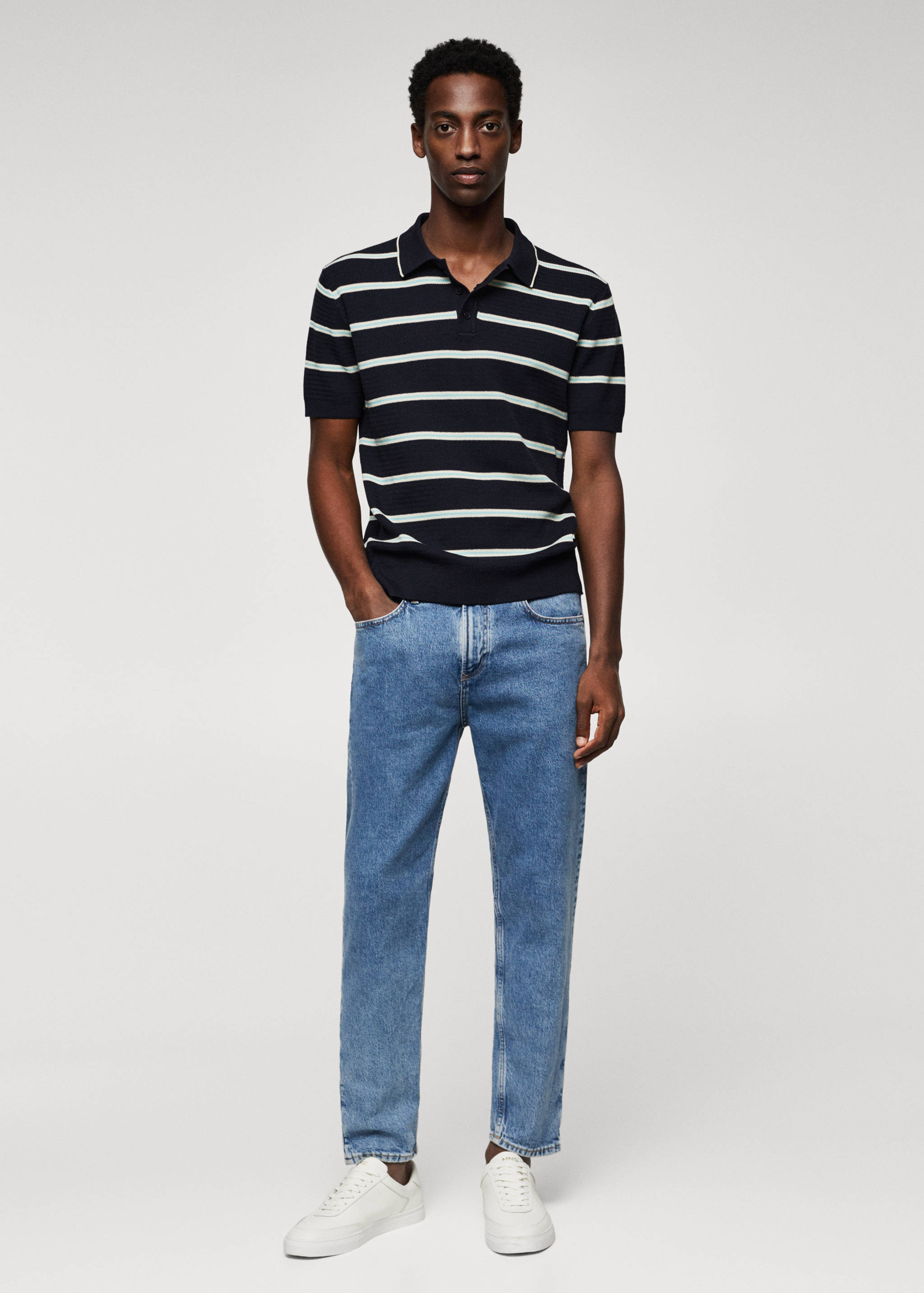 Polo maille structuré rayures - Plan général