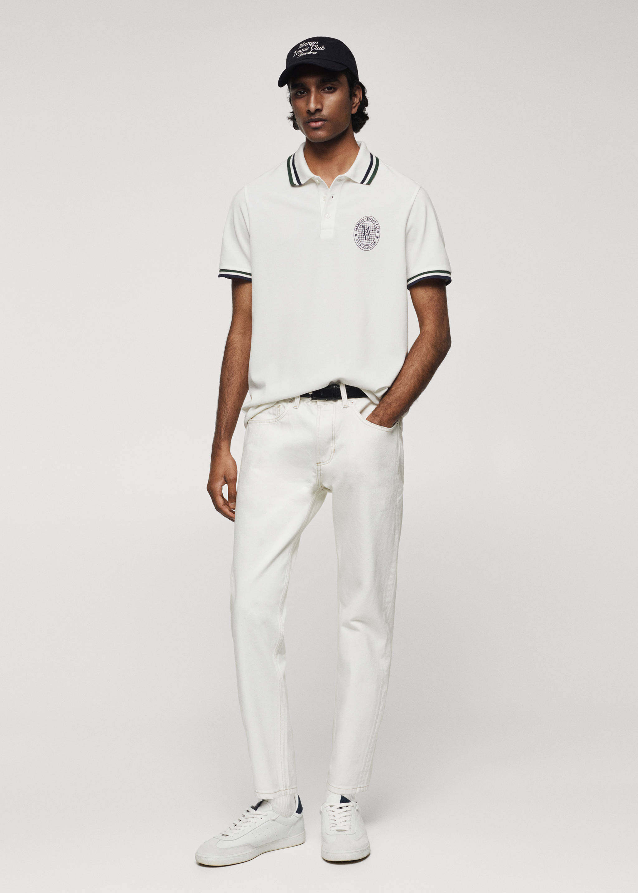 Printed cotton piqué polo shirt - General plane