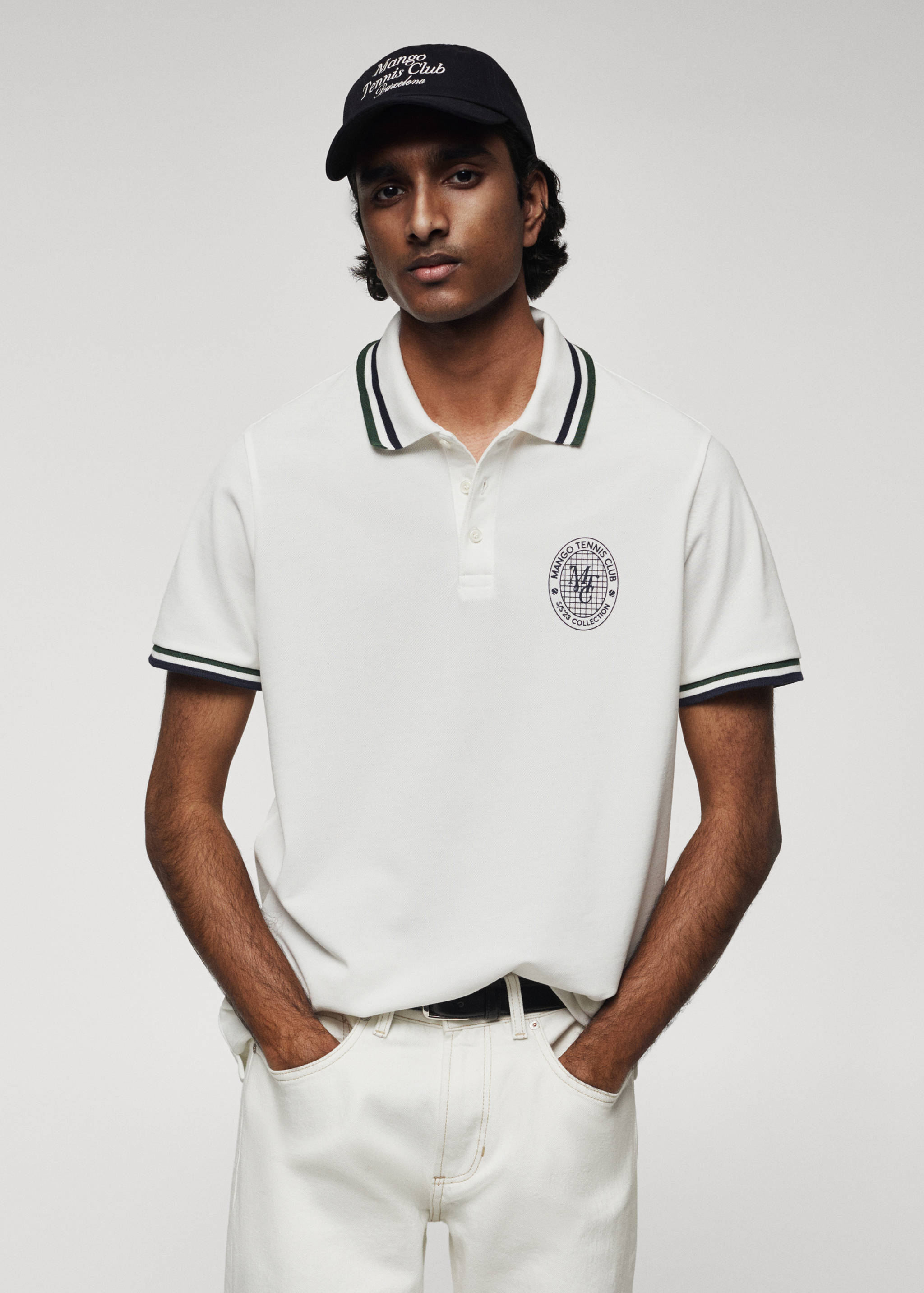 Printed cotton piqué polo shirt - Medium plane