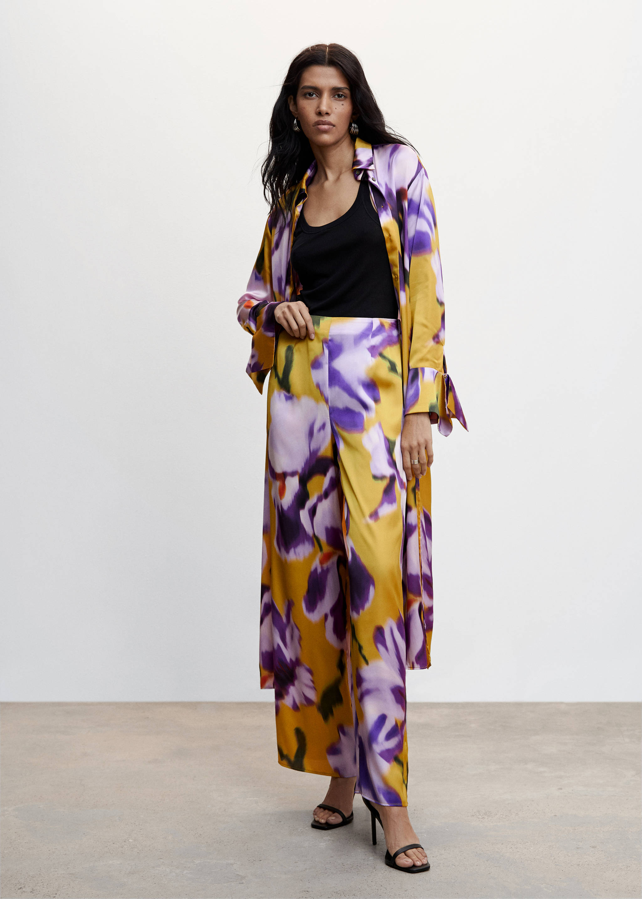 Floral palazzo trousers - General plane
