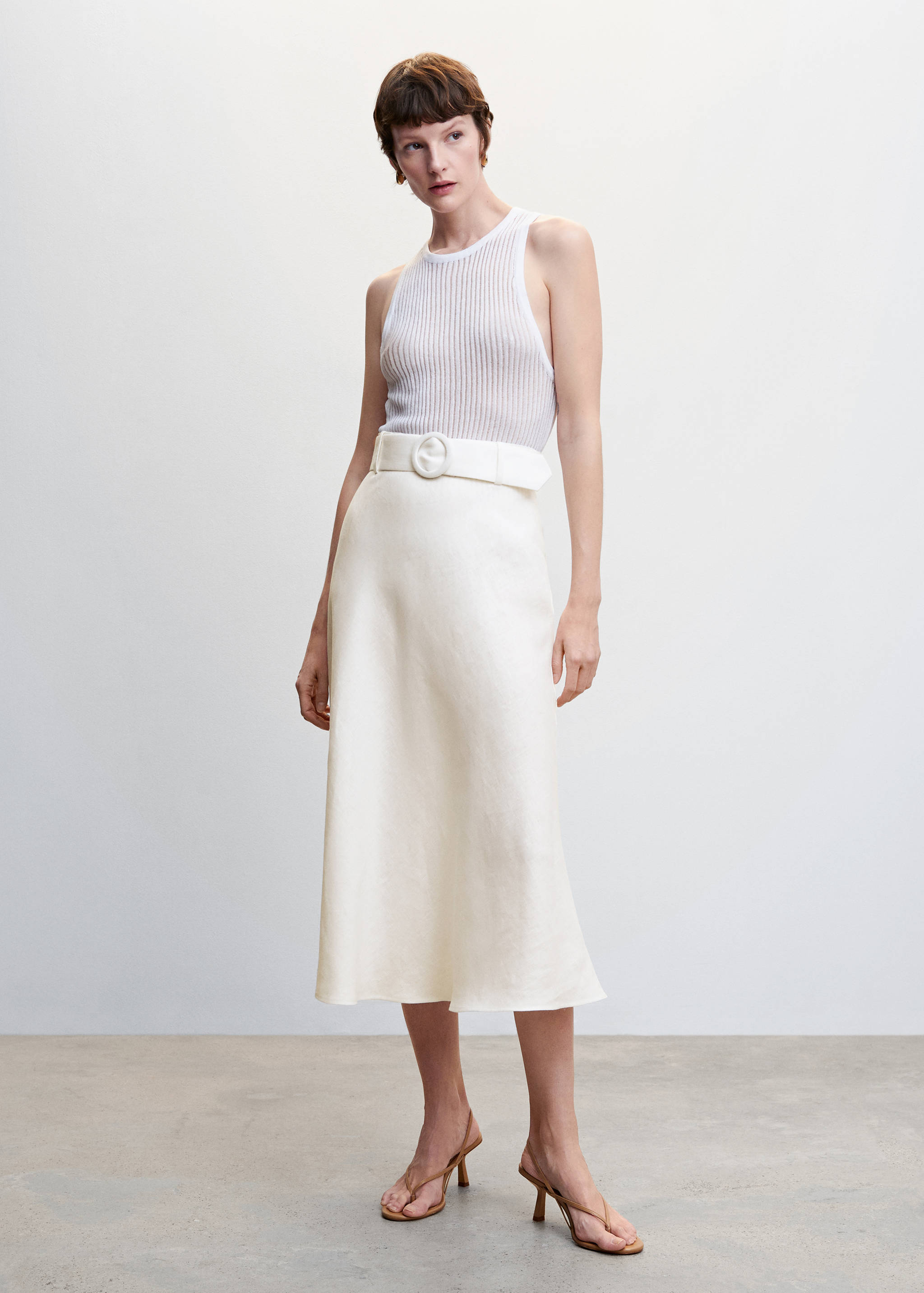 Linen skirt with belt - General plane