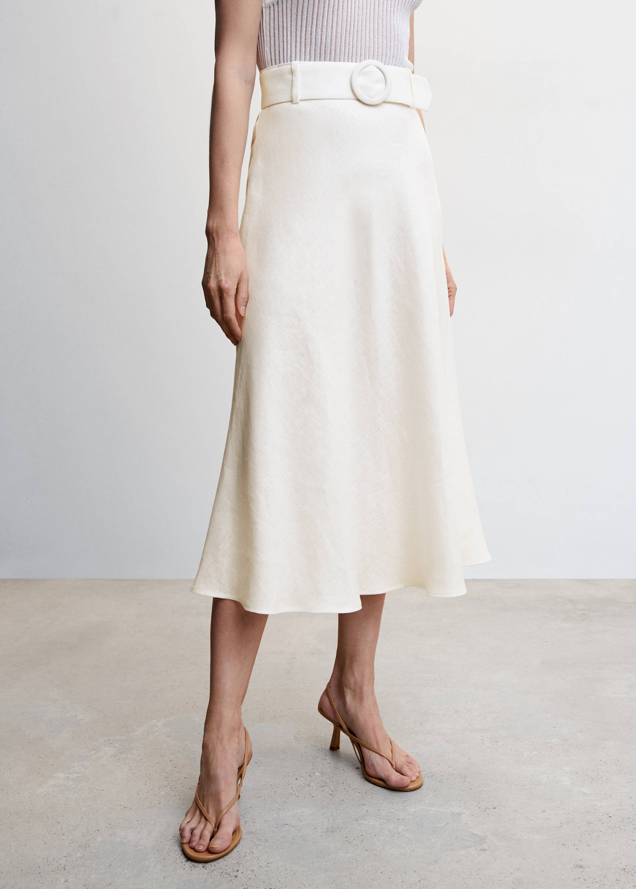 Linen skirt with belt - Medium plane