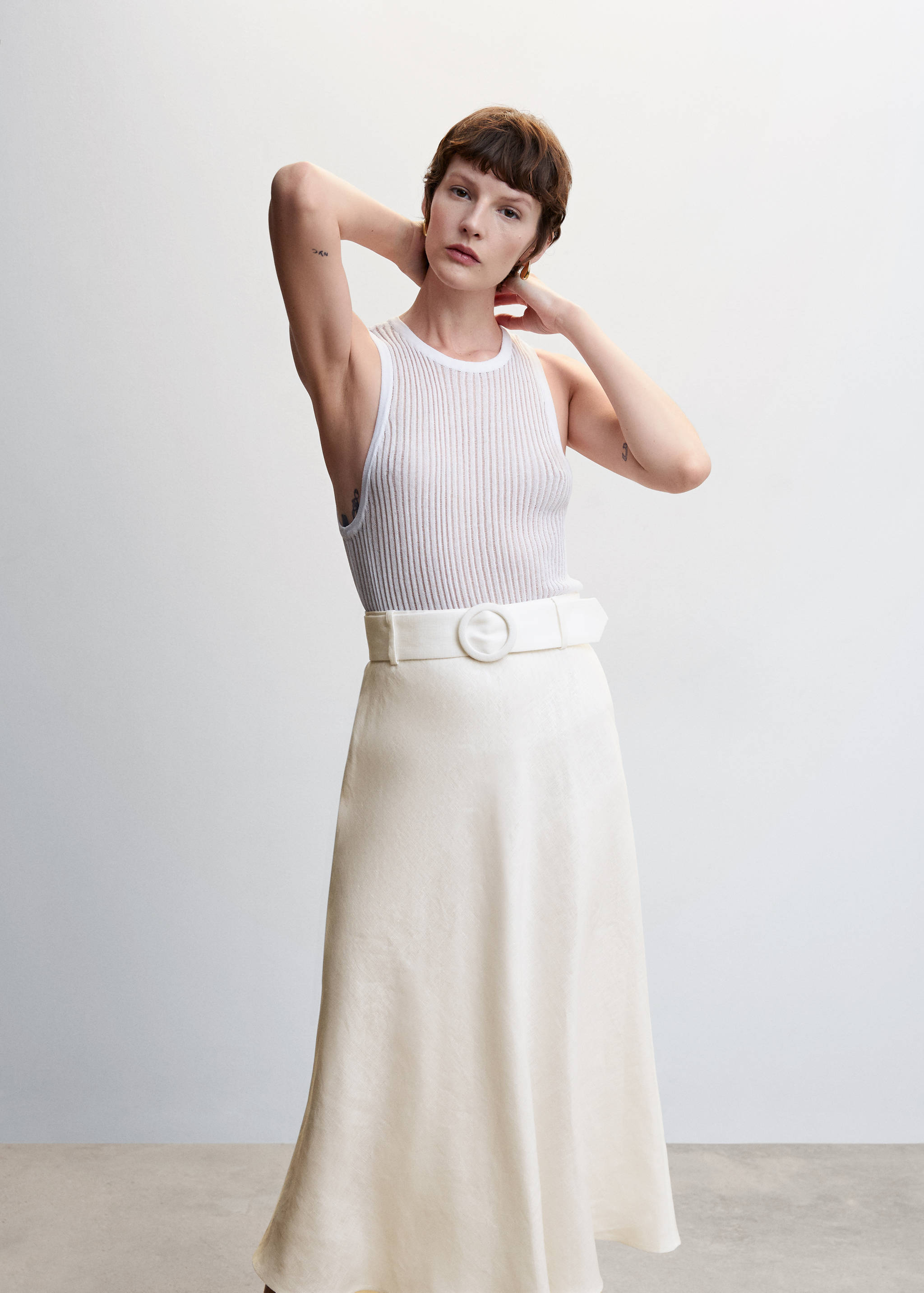 Linen skirt with belt - Details of the article 1