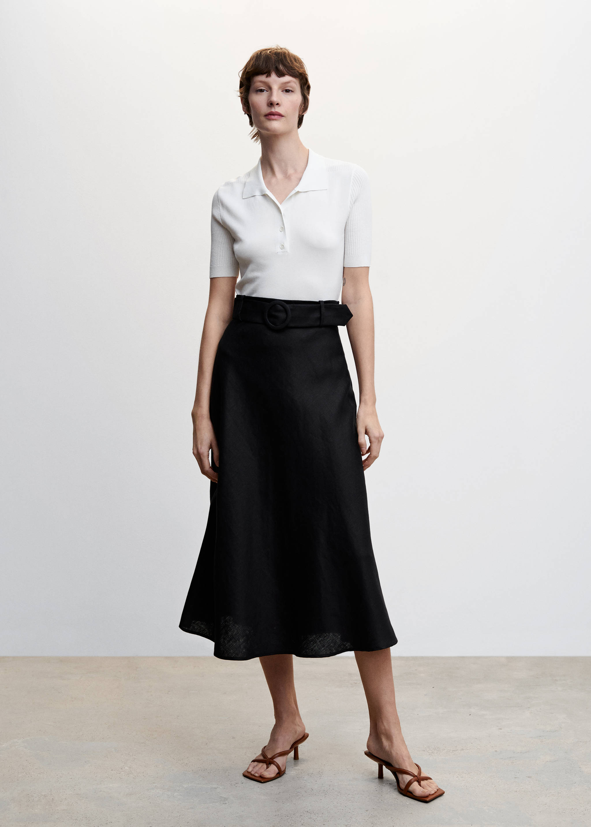 Linen skirt with belt - General plane