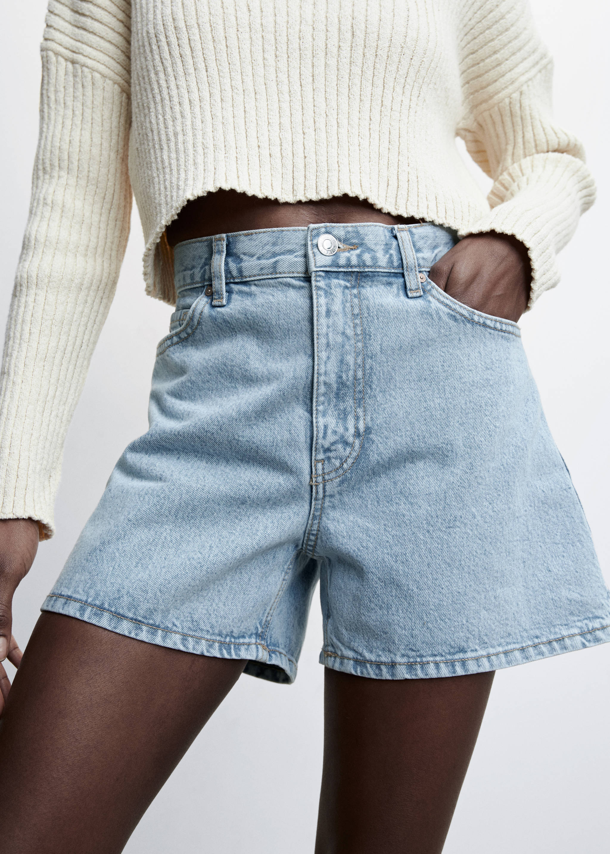 High-rise denim shorts - Medium plane