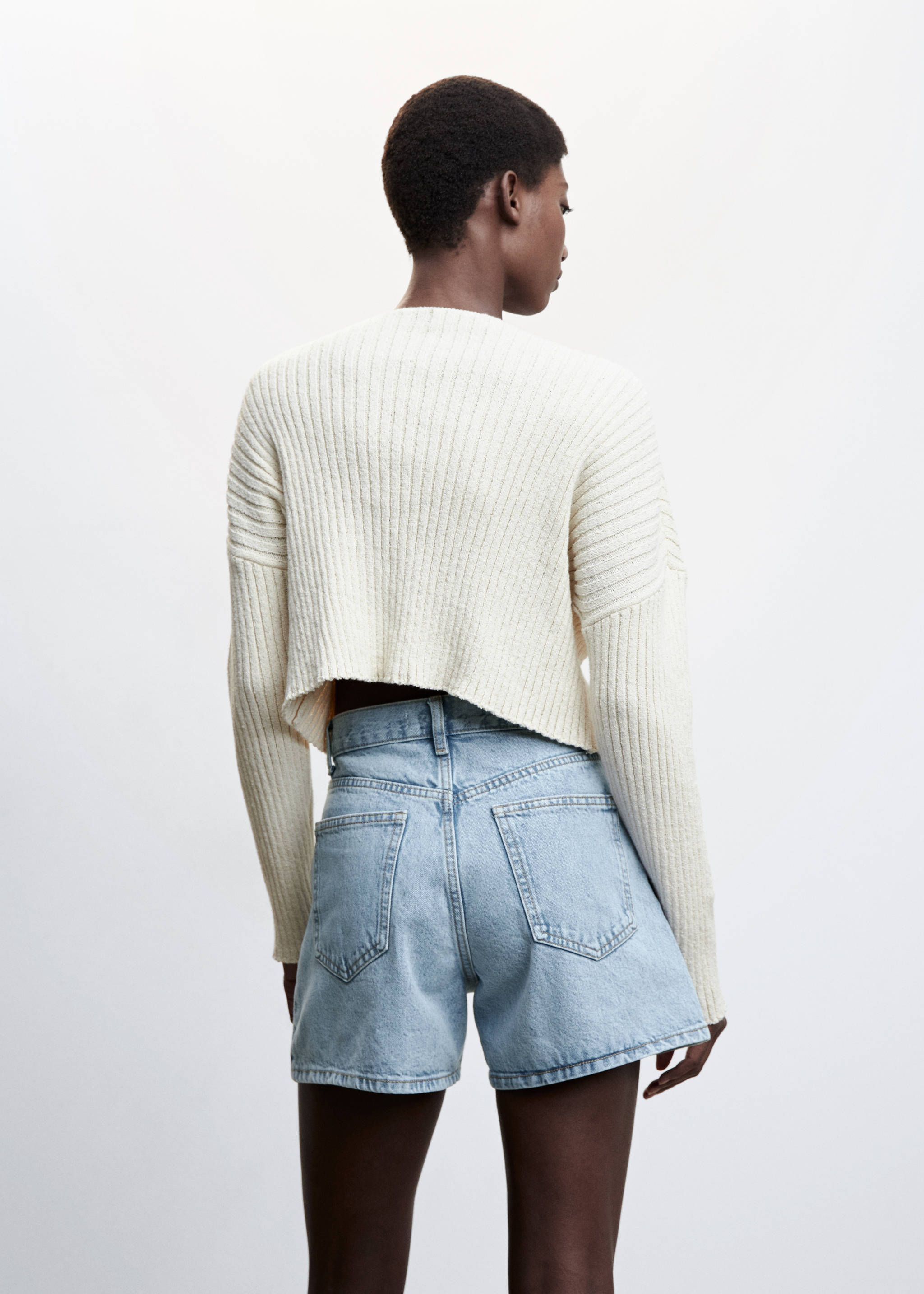 High-rise denim shorts - Reverse of the article