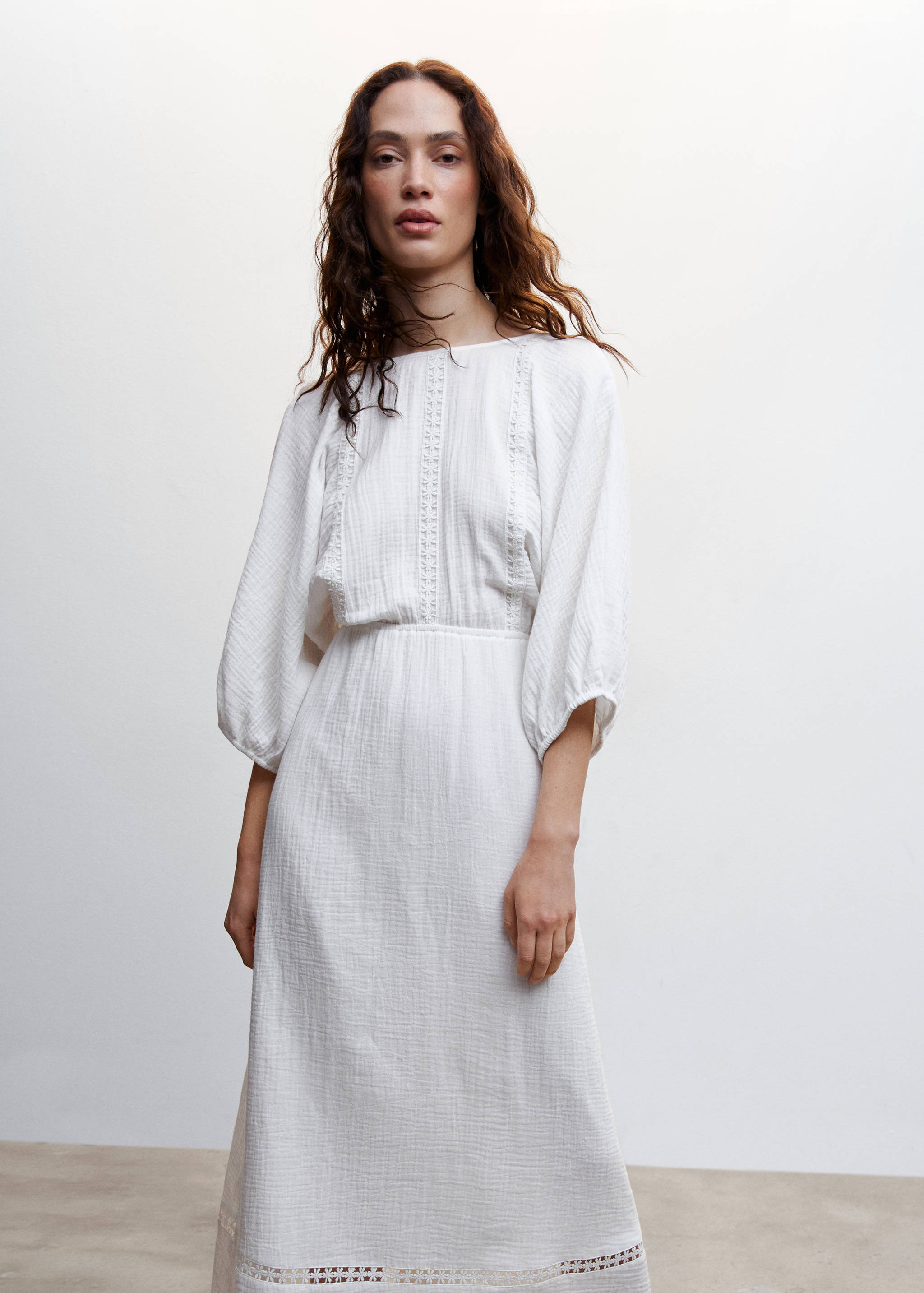 Cotton dress with rear bow - Medium plane