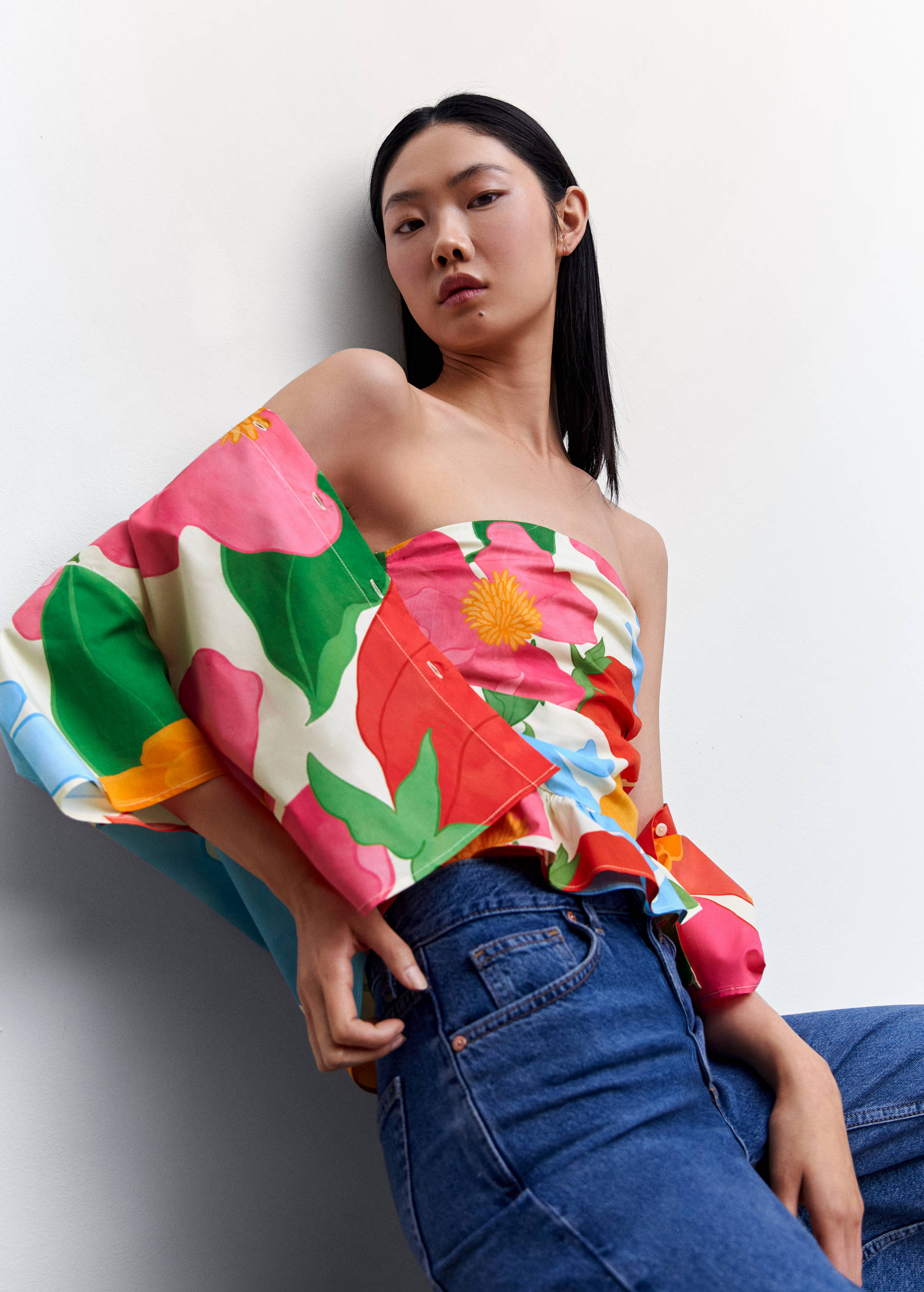 Cotton flower shirt - Details of the article 1