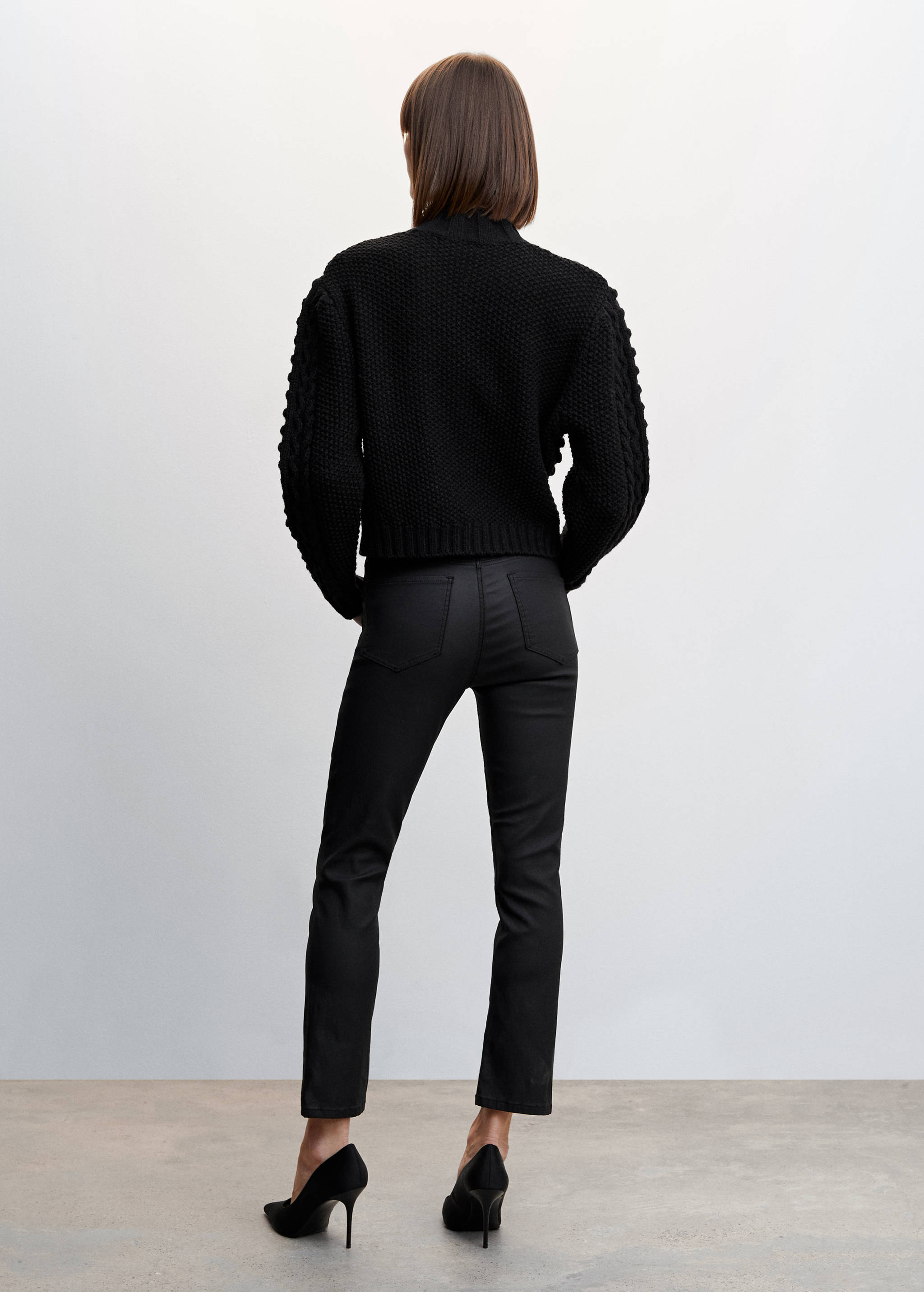 Waxed straight jeans - Reverse of the article