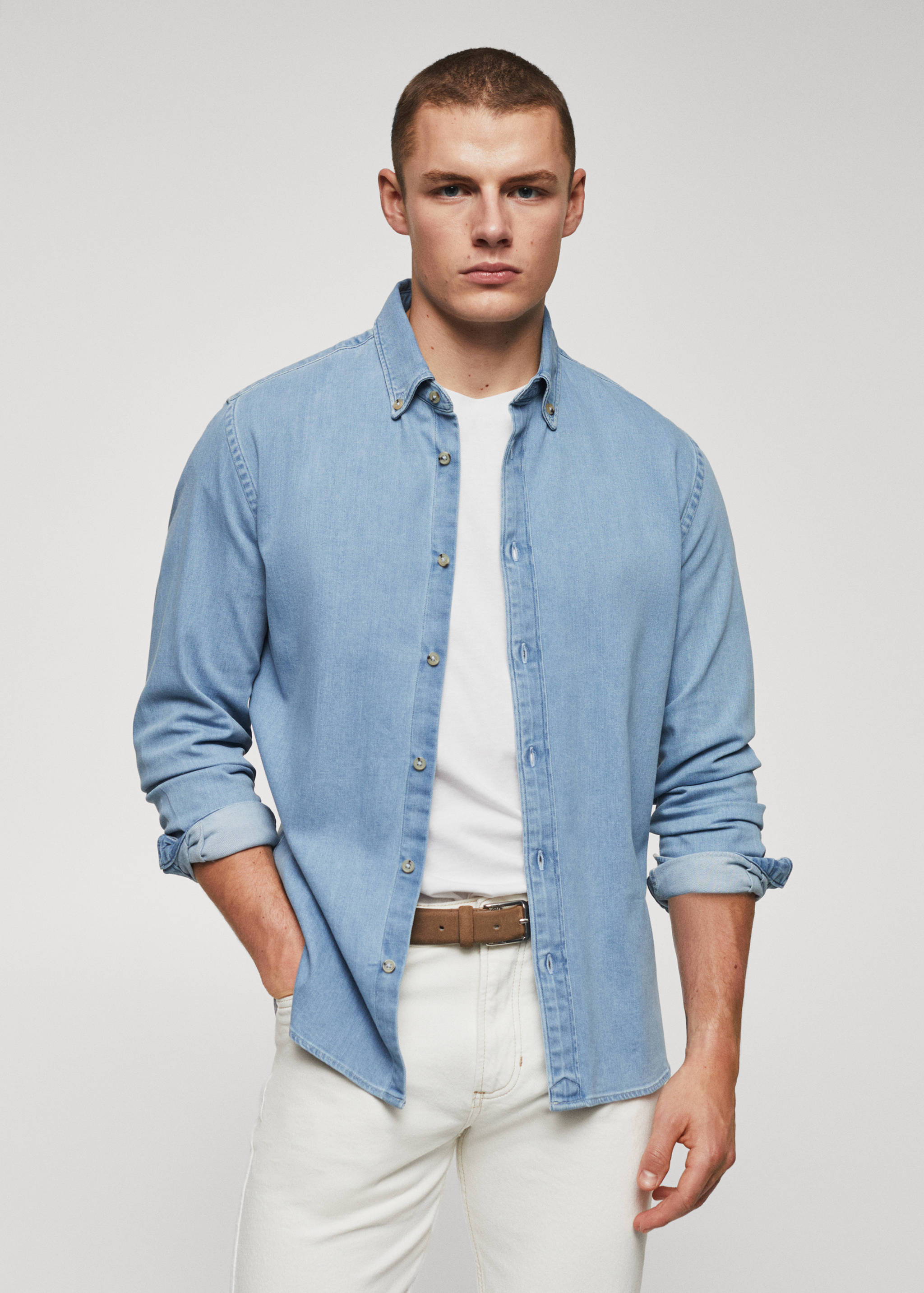 Slim-fit denim shirt - Medium plane