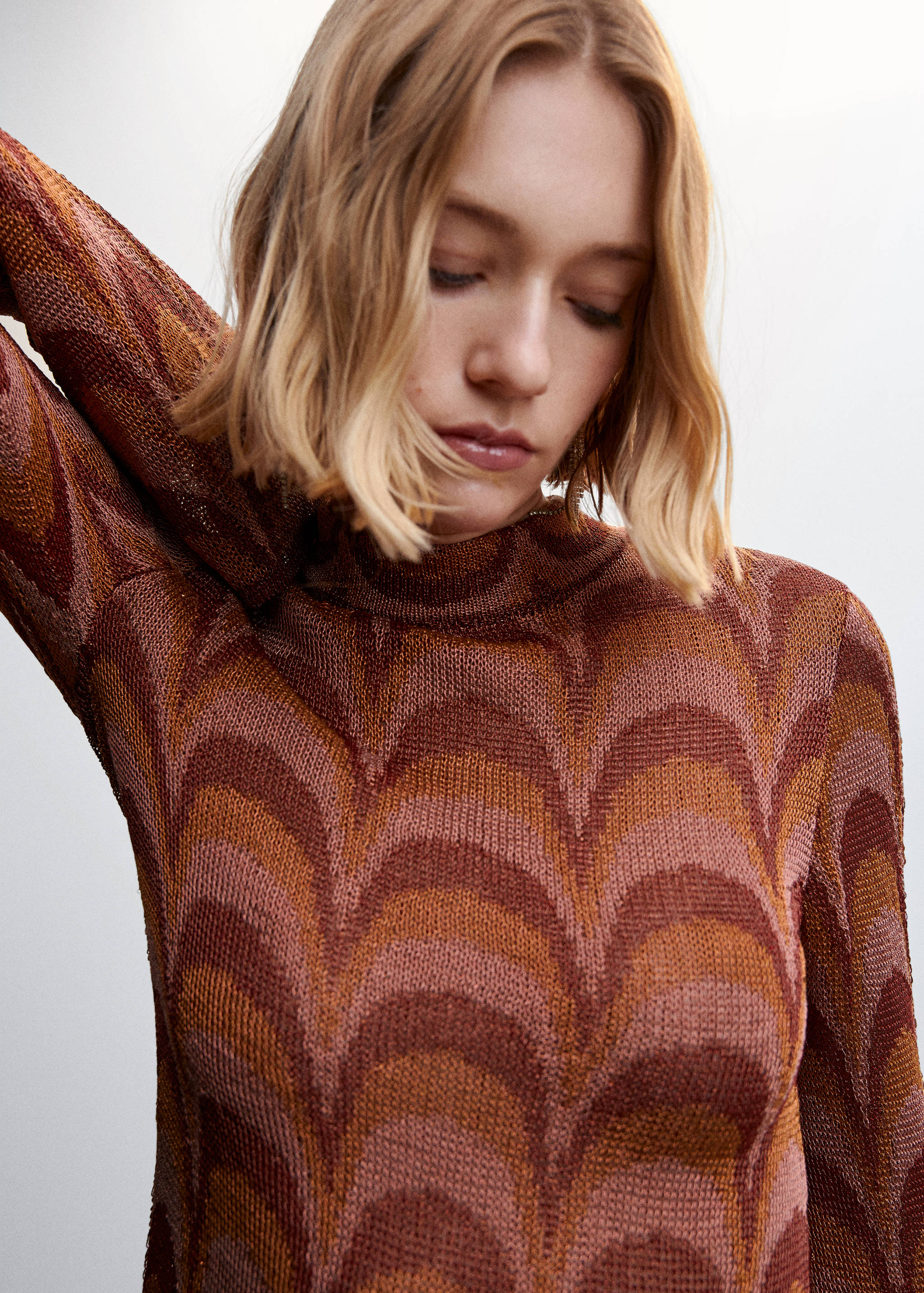 金银线针织连衣裙 - null