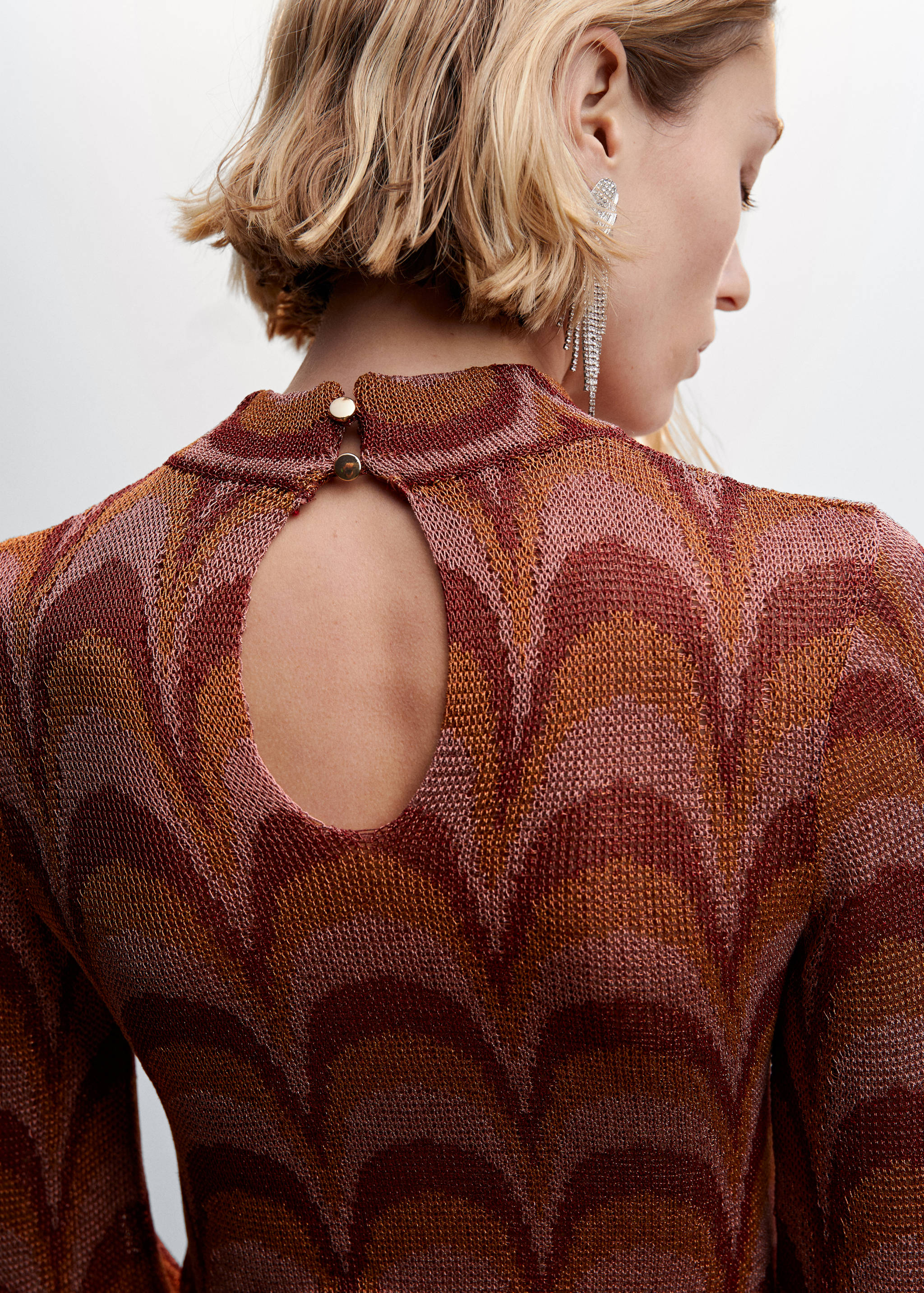 金银线针织连衣裙 - null