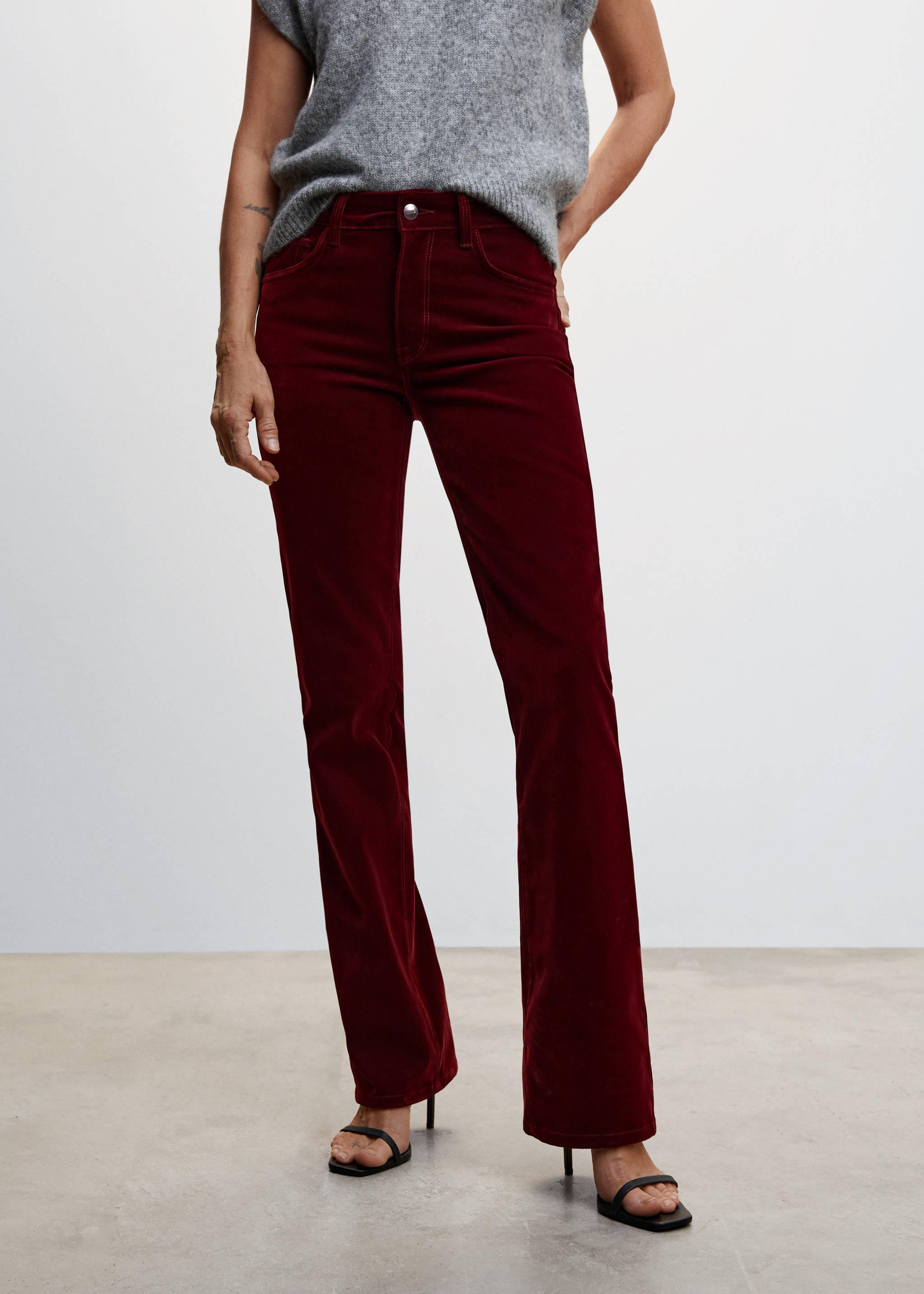 Mid-rise velvet skinny jeans - Medium plane