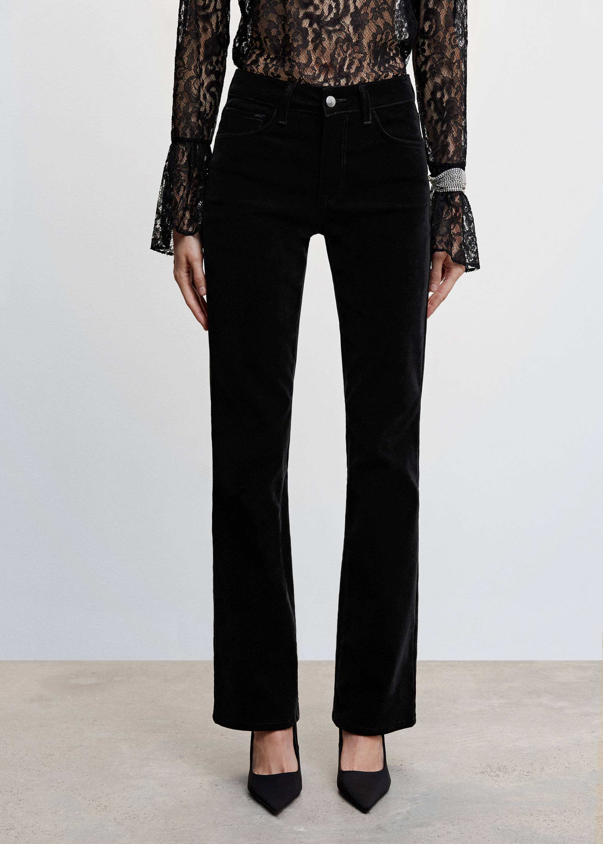 Mid-rise velvet skinny jeans - Medium plane