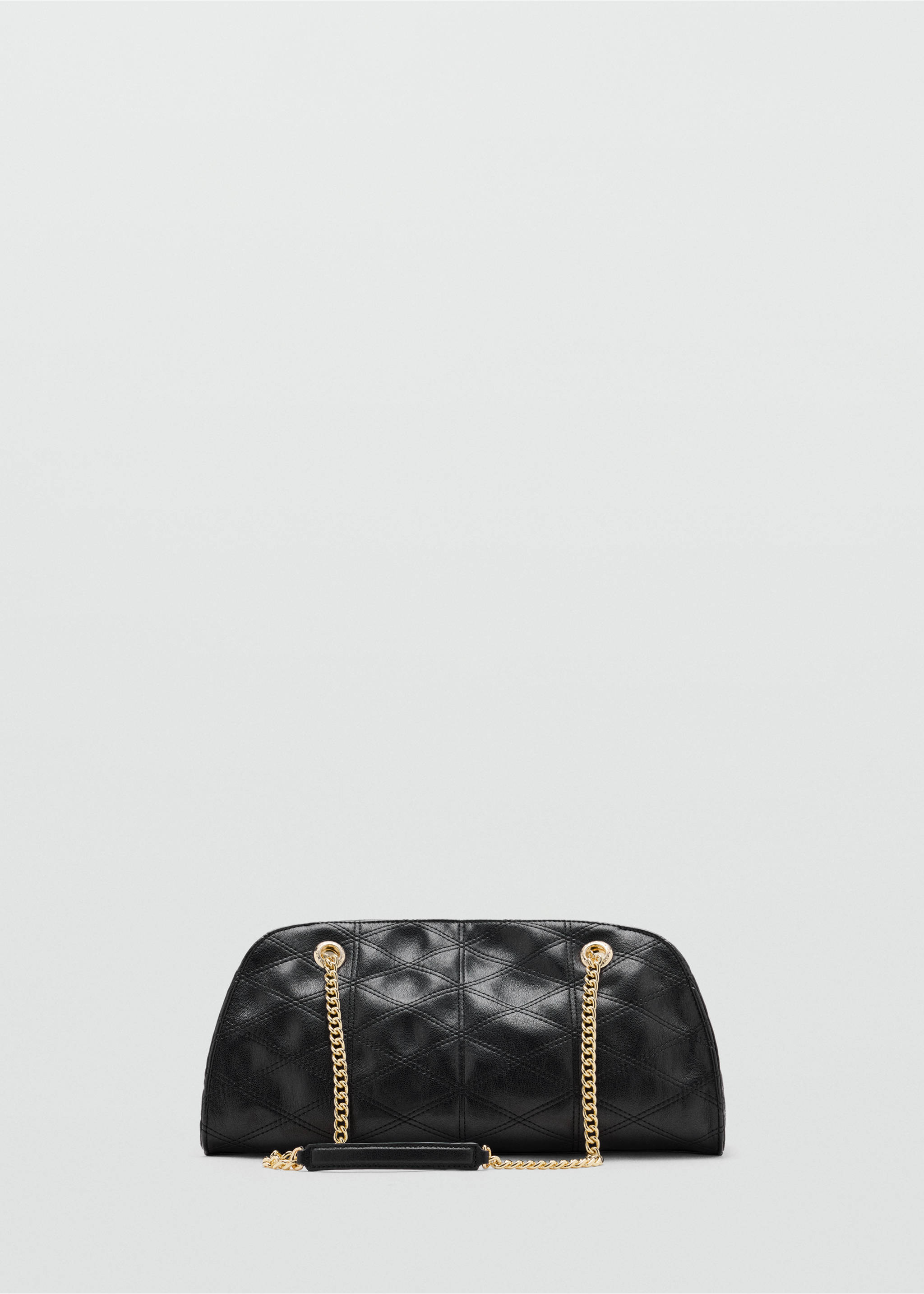 Black quilted shoulder bag with gold-tone chain straps., Black. Ref: 47031350-00.