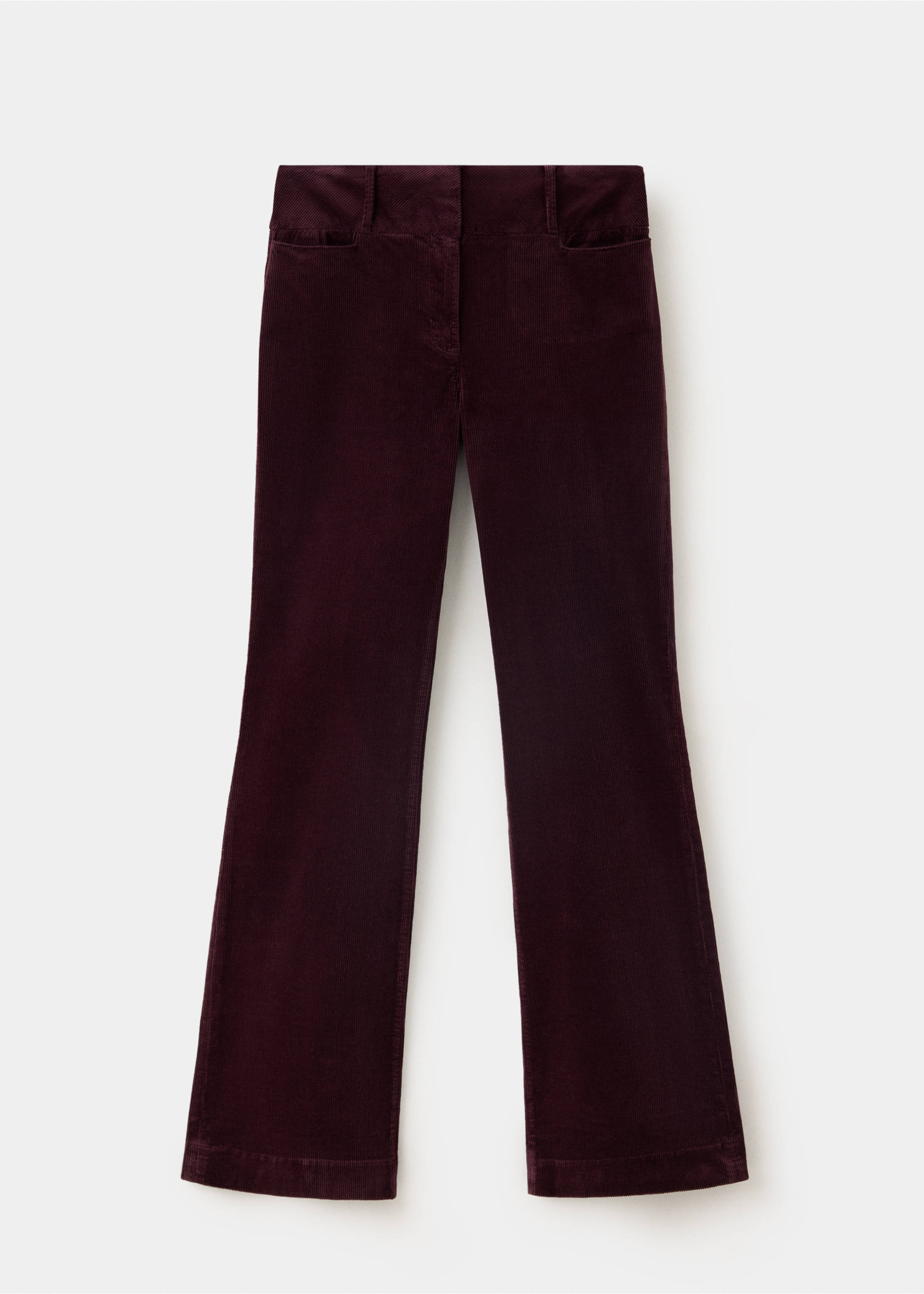 Burgundy corduroy trousers with a straight waistband and belt loops., Wine. Ref: 47031428-00.