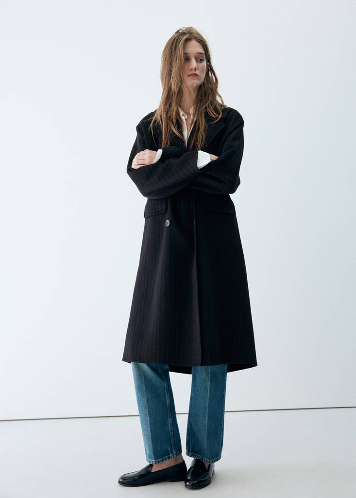 Płaszcz wełniany handmade oversize granatowy - Kobieta - XS - MANGO