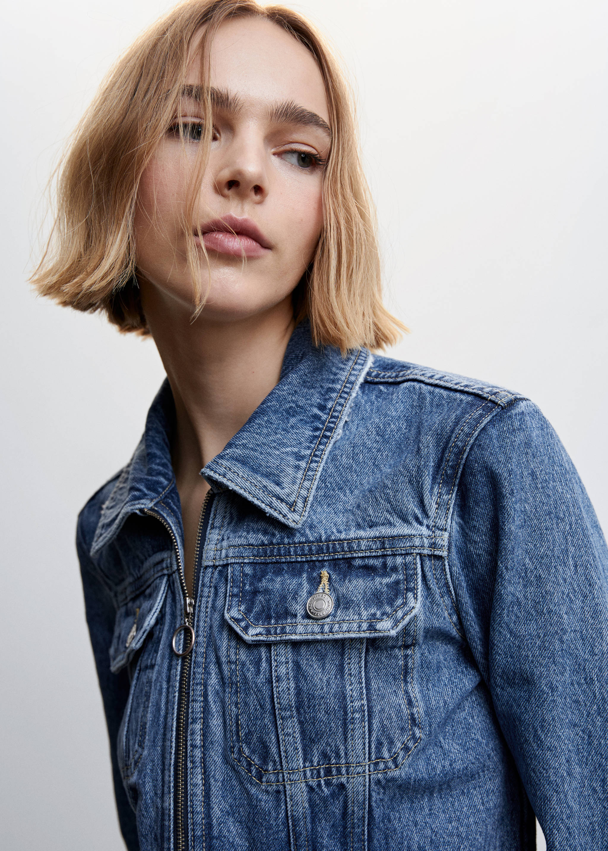 Frayed hem denim jacket - Details of the article 1