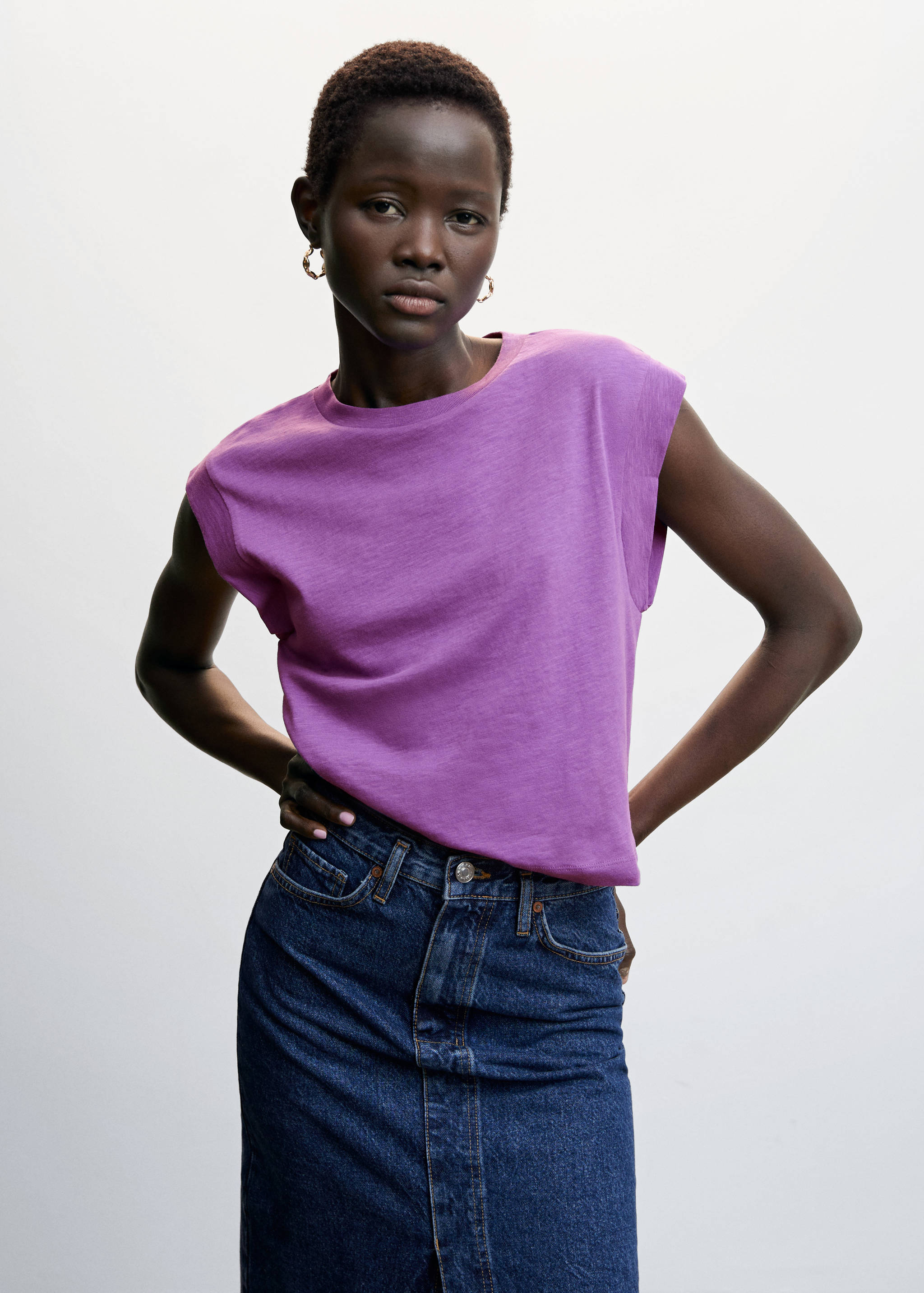 Cropped cotton T-shirt - Medium plane