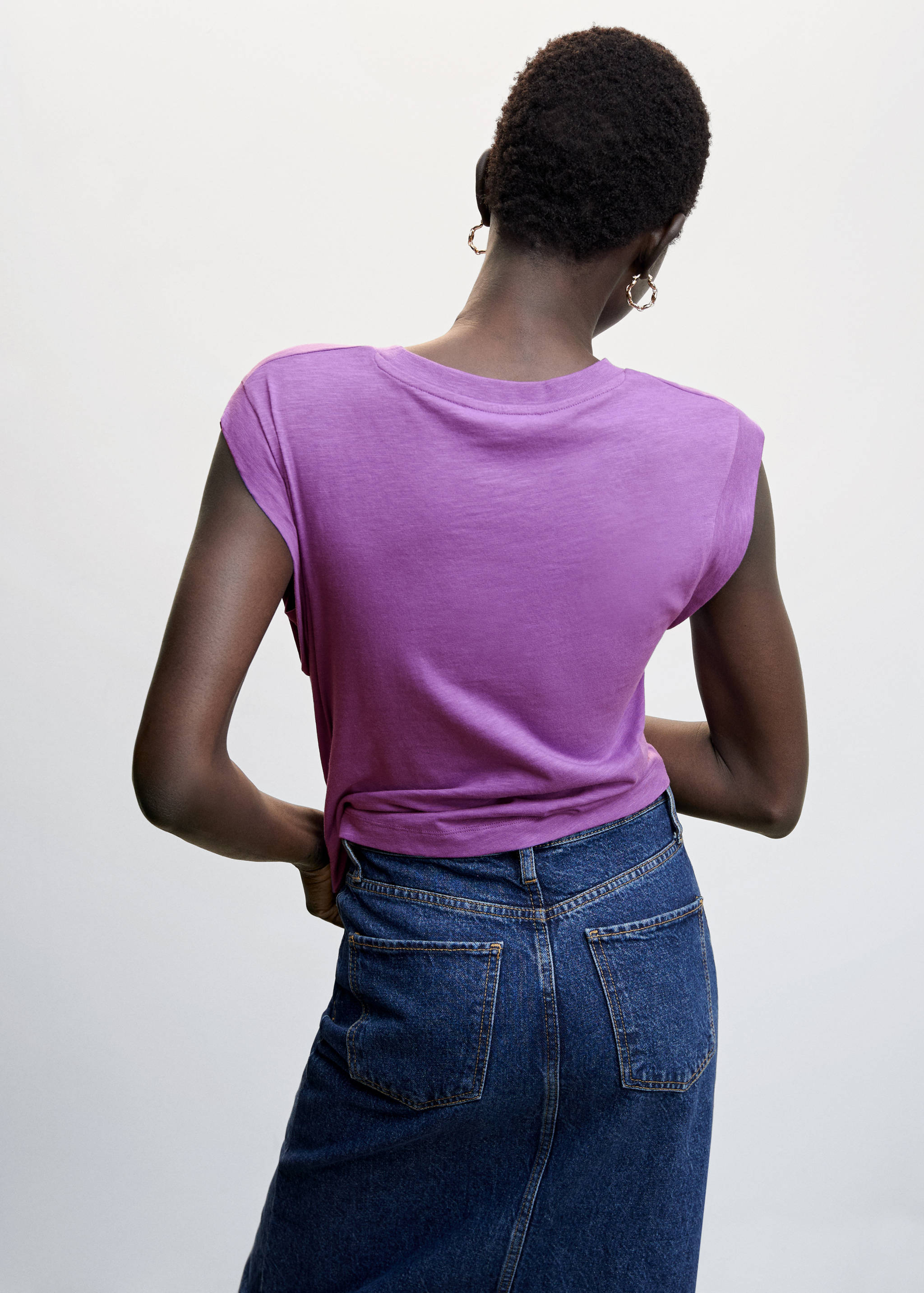 Cropped cotton T-shirt - Reverse of the article