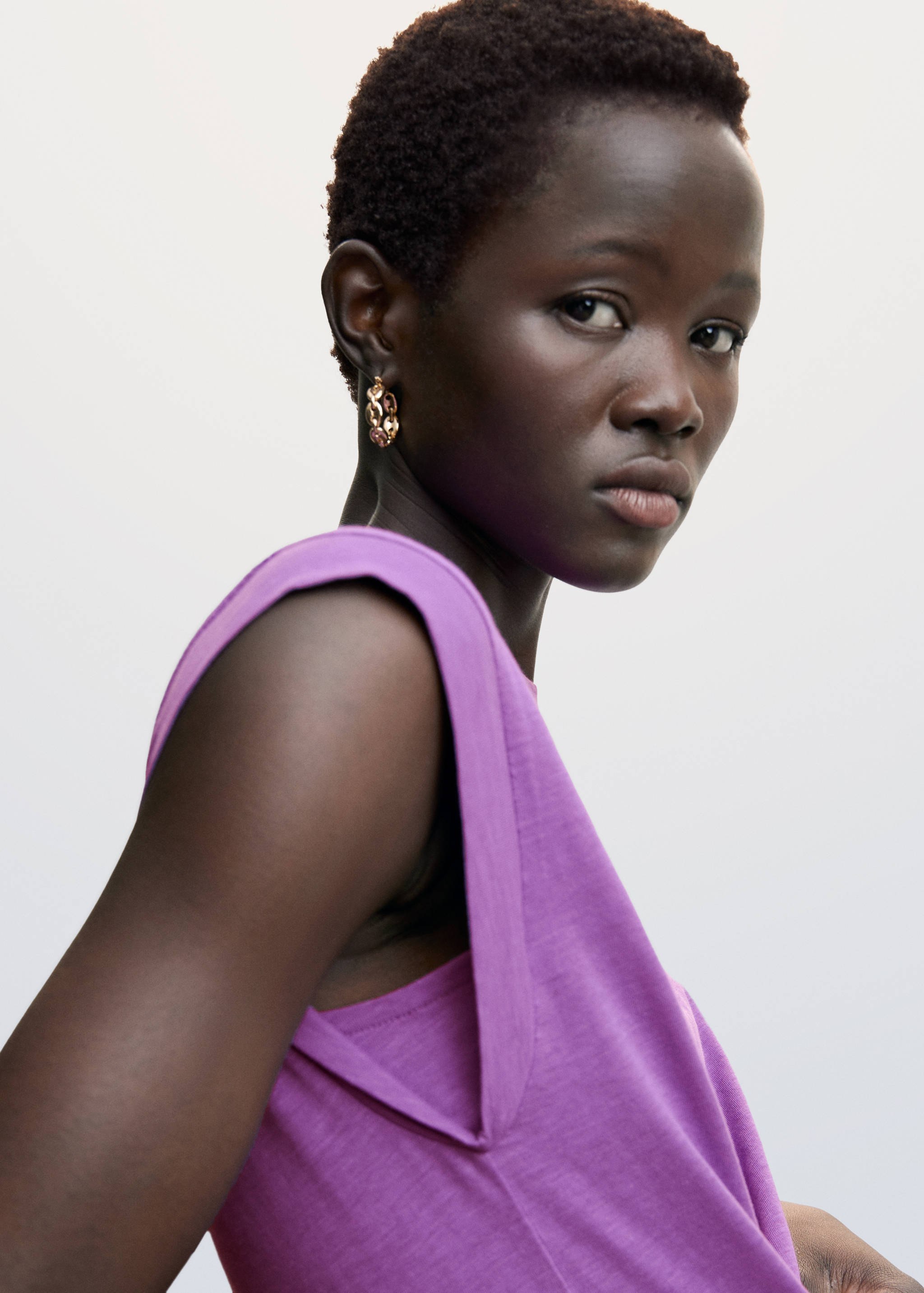 Cropped cotton T-shirt - Details of the article 1