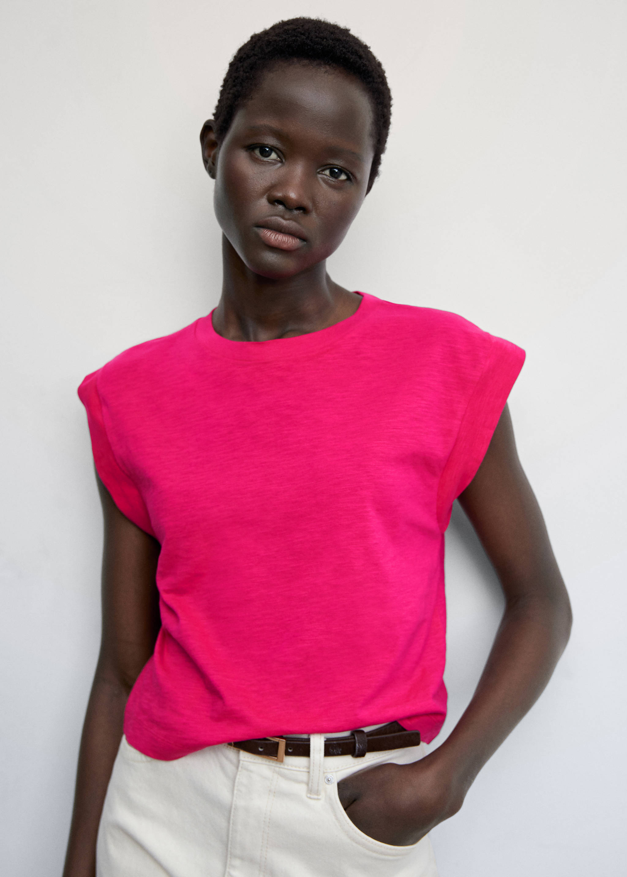 Cropped cotton T-shirt - Medium plane