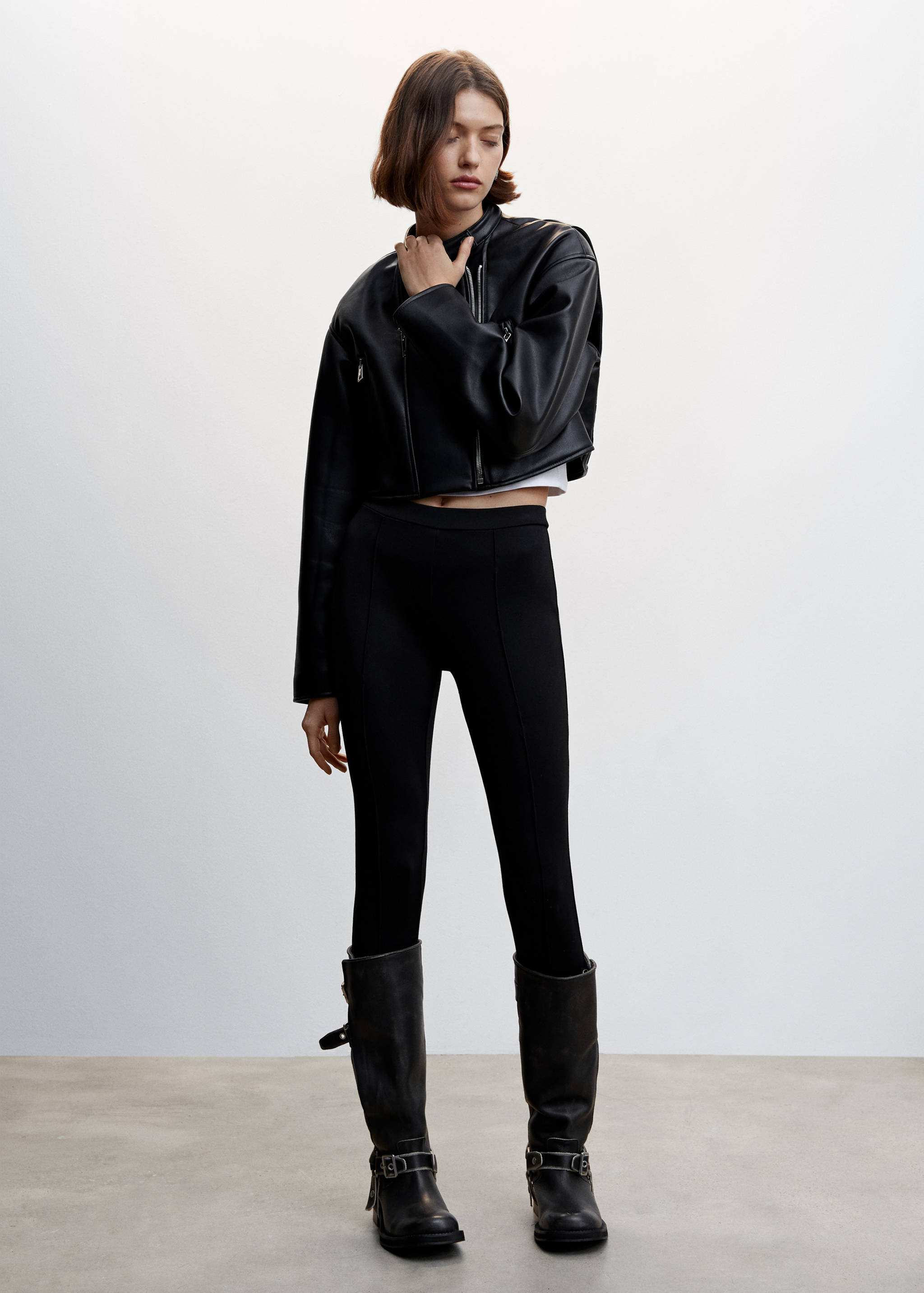 Leather-effect biker jacket - General plane