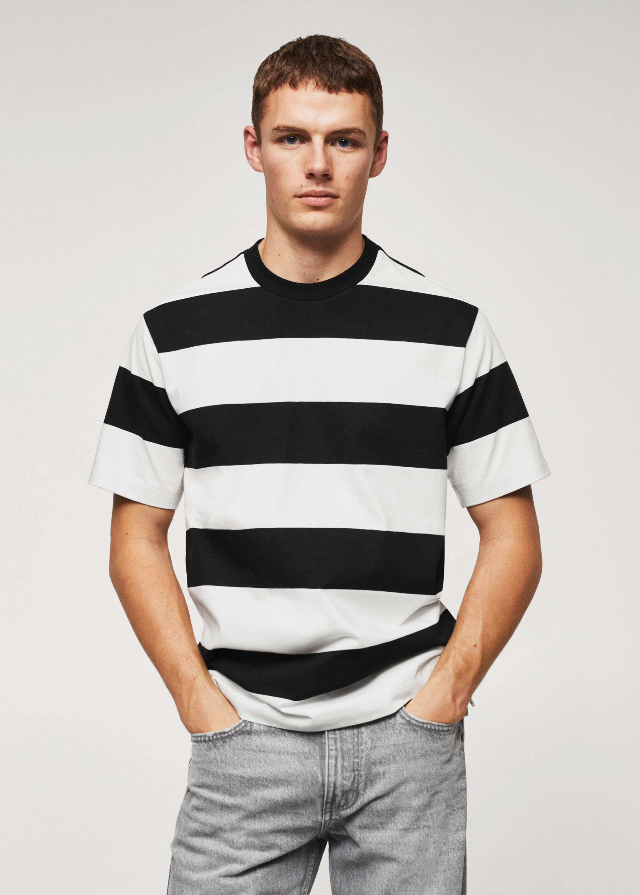 Striped cotton T-shirt - Medium plane